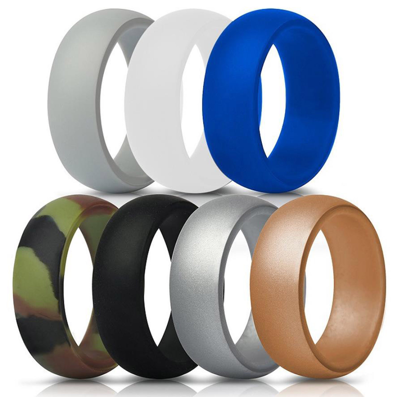 7PCS Silicone Rings Wedding Bands for Men Women – 8.7 mm Wide – 2mm Thick