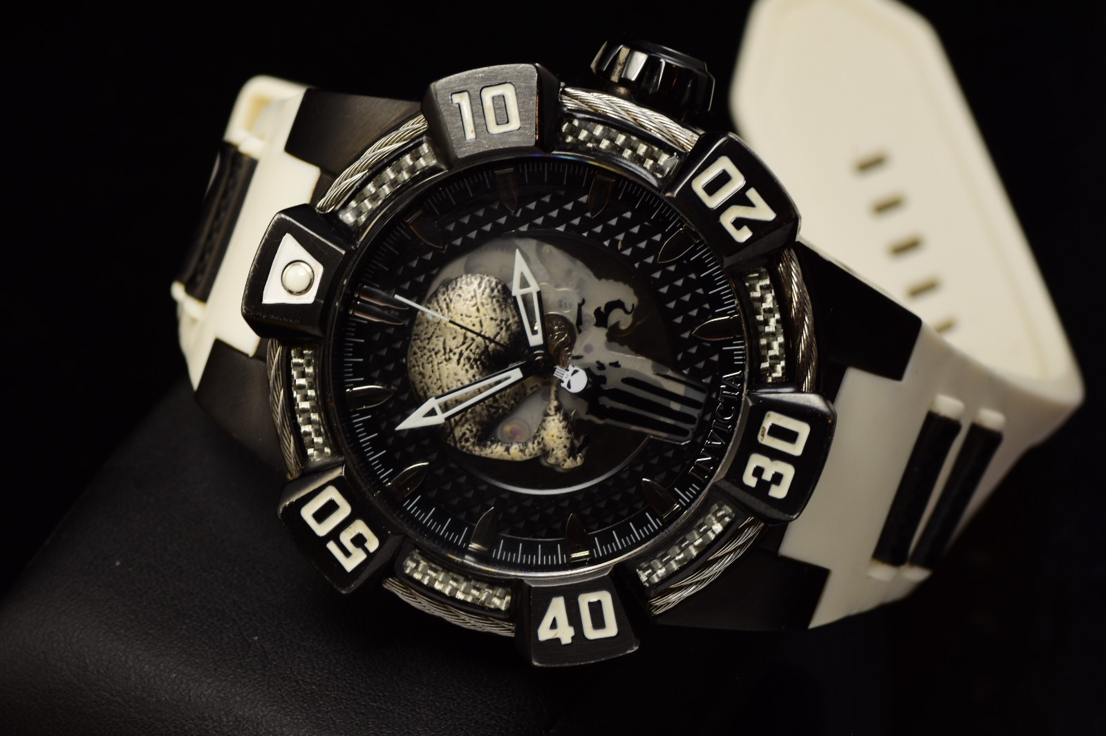 Invicta Men’s Aviator 48mm Multifunction Black Dial Purple Stainless Steel Watch