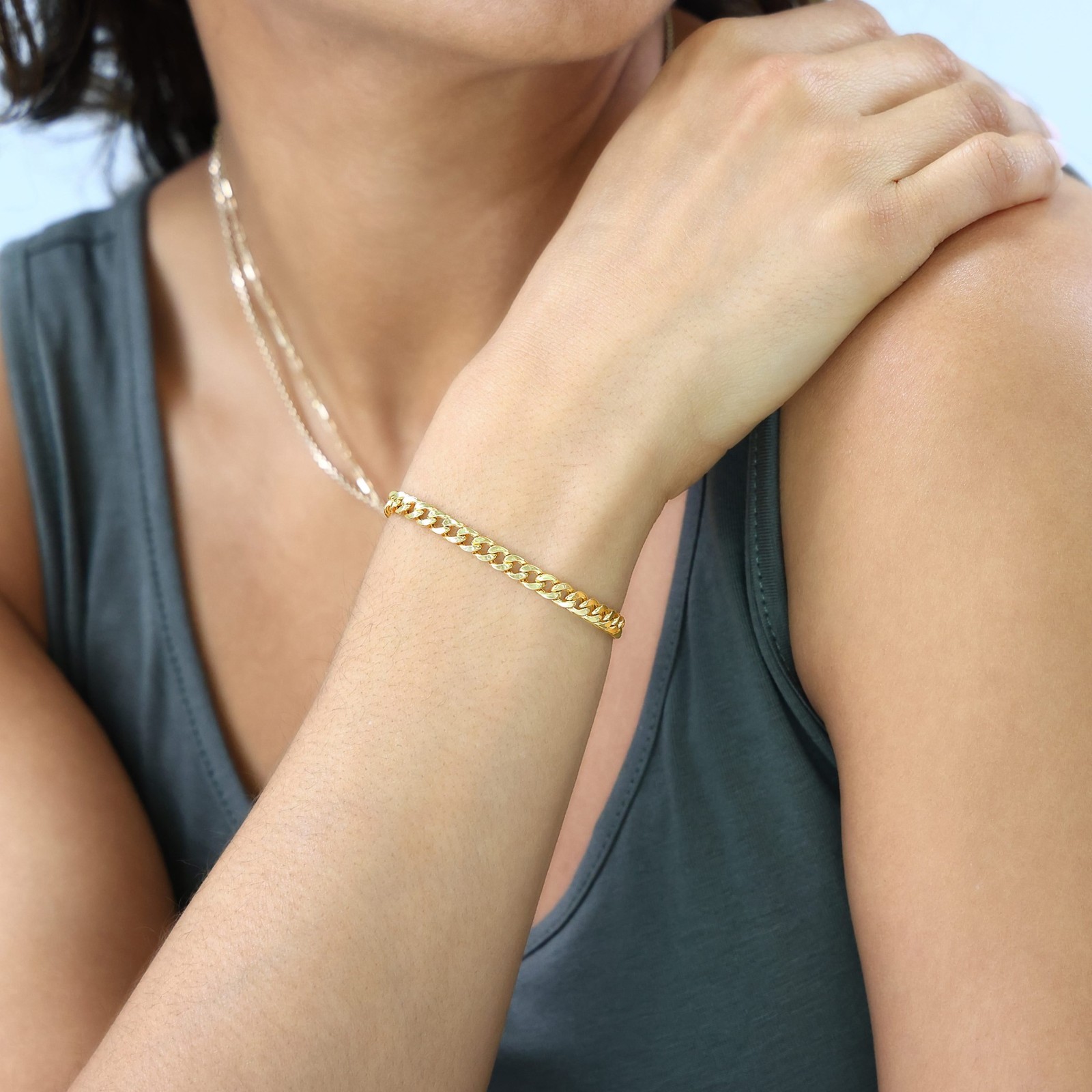 10K Yellow Gold 5mm Miami Cuban Link Chain Bracelet Men Women 7″ 7.5″ 8″ 8.5″ 9″