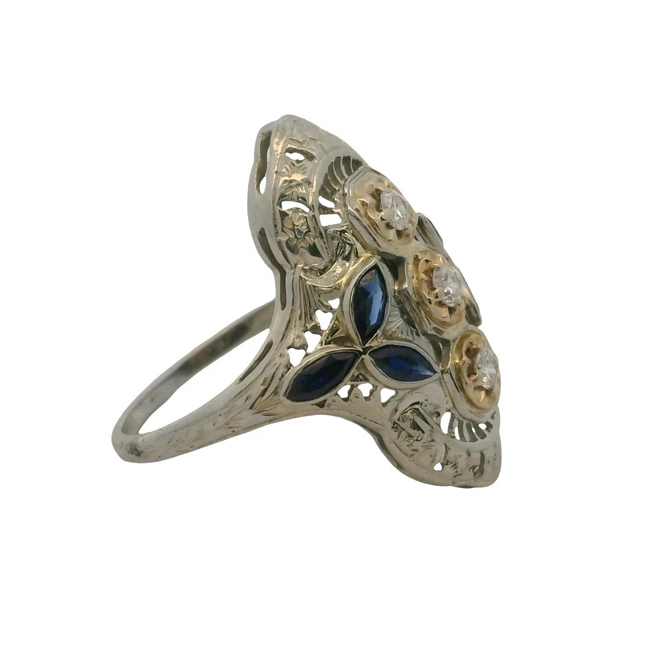 3Ct Art Deco Vintage Style Lab Created Diamond Engagement 14K White Gold FN Ring