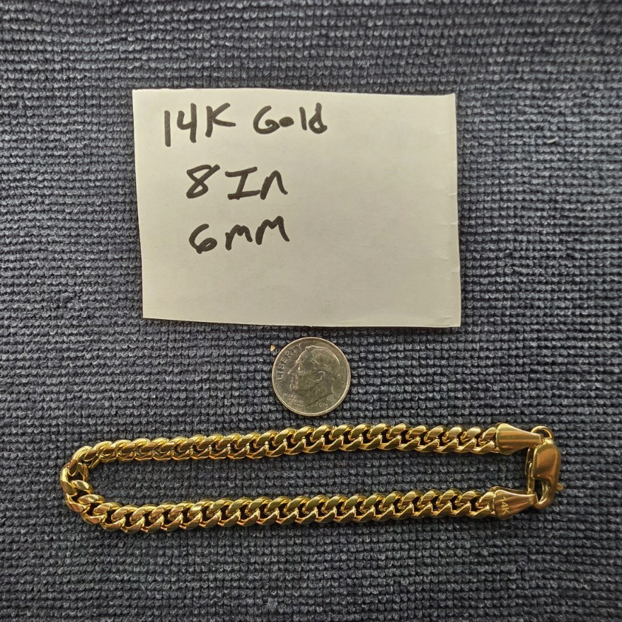 14K Gold Filled Curb Link Chain Bracelet 8 in Lobster Clasp Signed