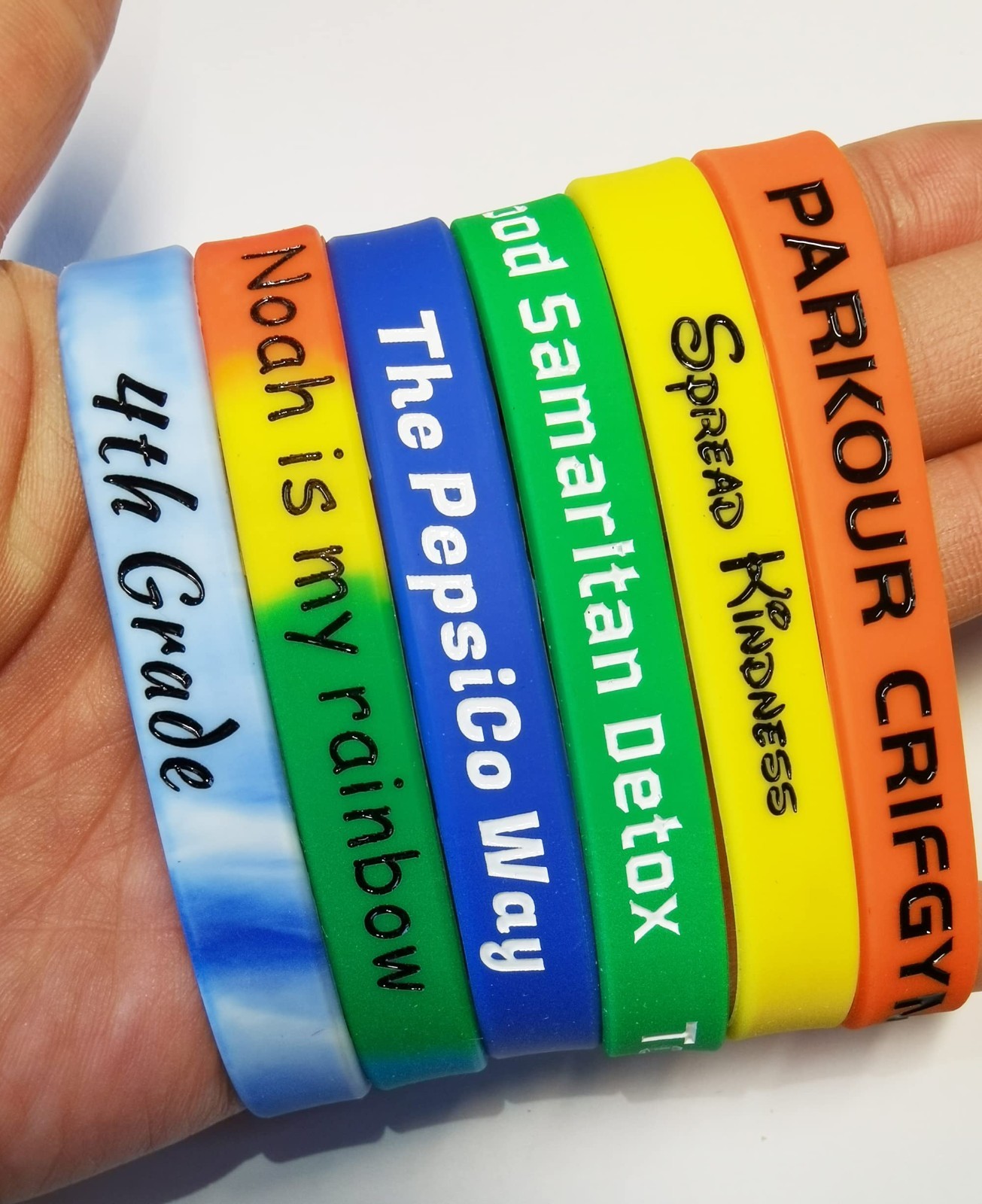 9Pcs Custom Silicone Wristbands Personalize Engraved Rubber Bracelets Events