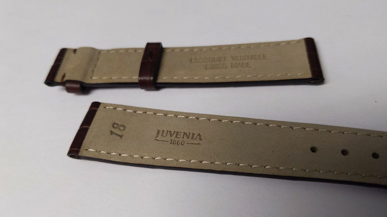 Juvenia band crocodile original/authentic brown 18mm at the watch, 16mm at the c