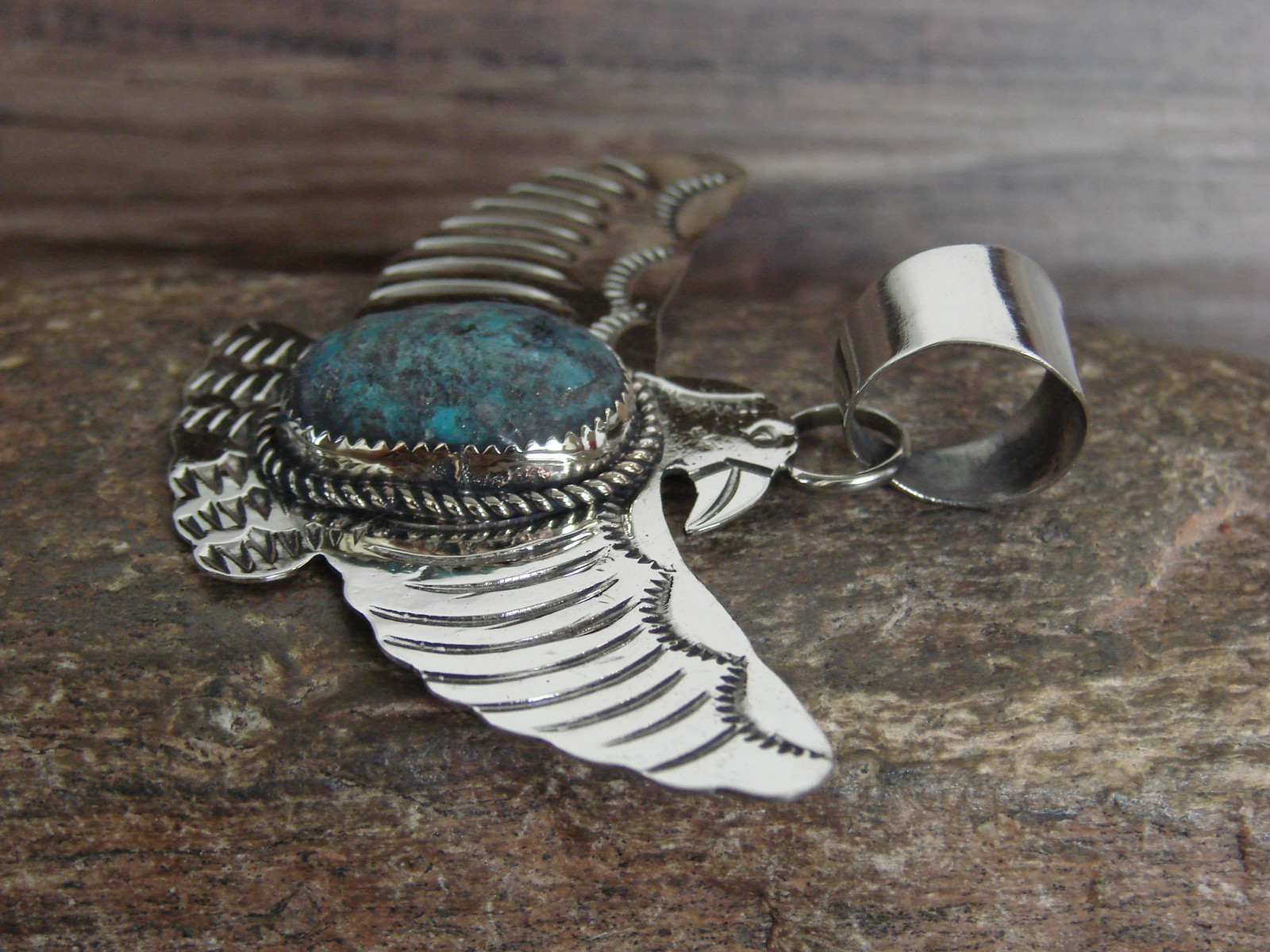 Native American Nickel Silver & Turquoise Eagle Pendant – Cleveland