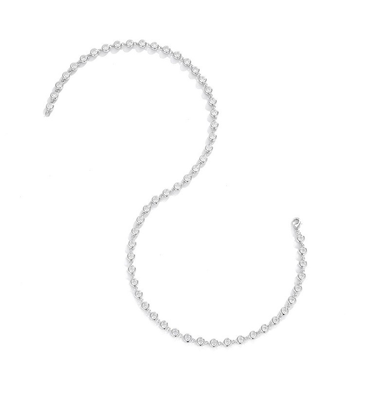 3-4mm Moissanite Tennis Chain Necklace Sweater neck chain 925 Sterling Silver