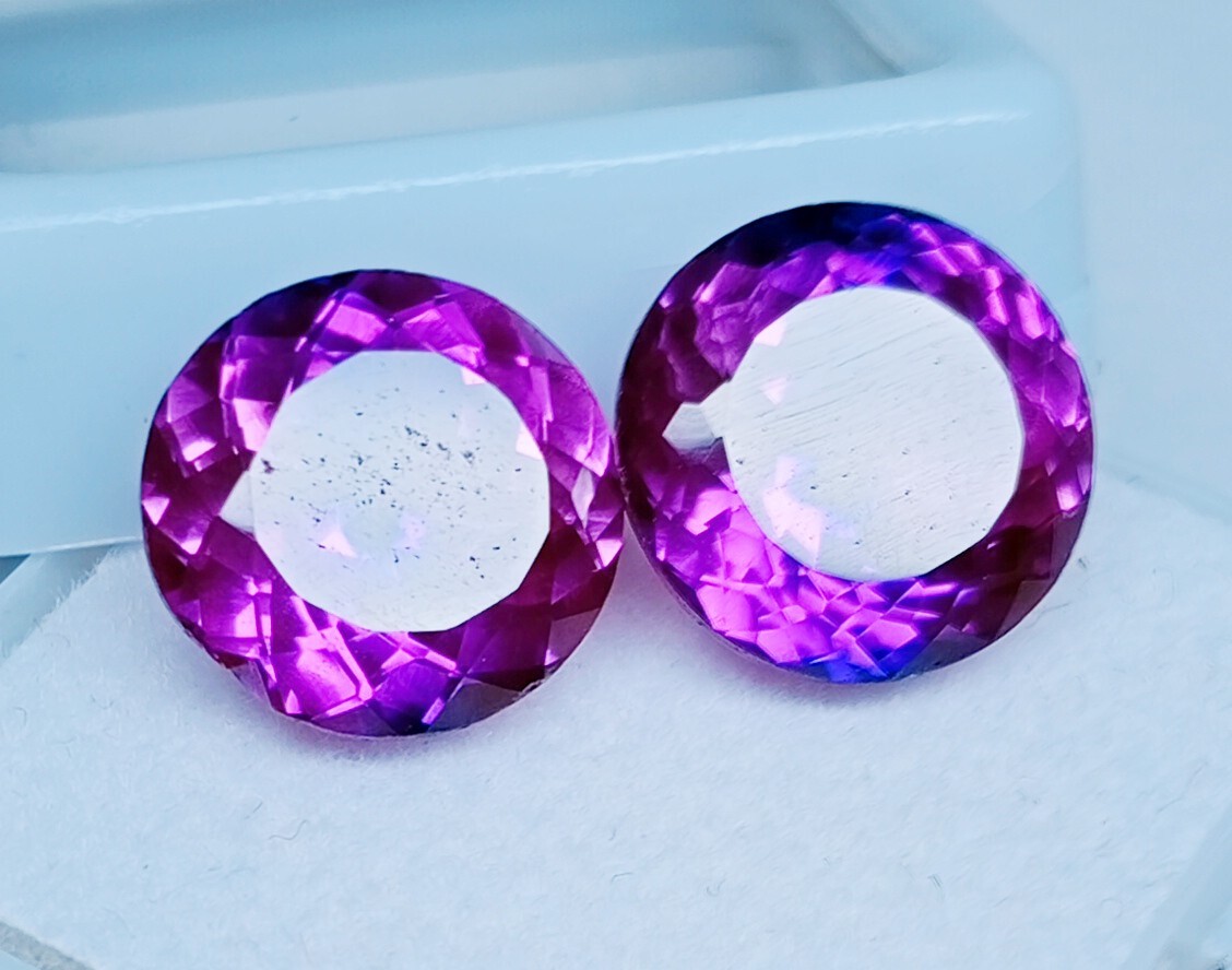 Montana 14+ Ct Sapphire Natural Pair Purple Pink Round Cut Certified Gemstones