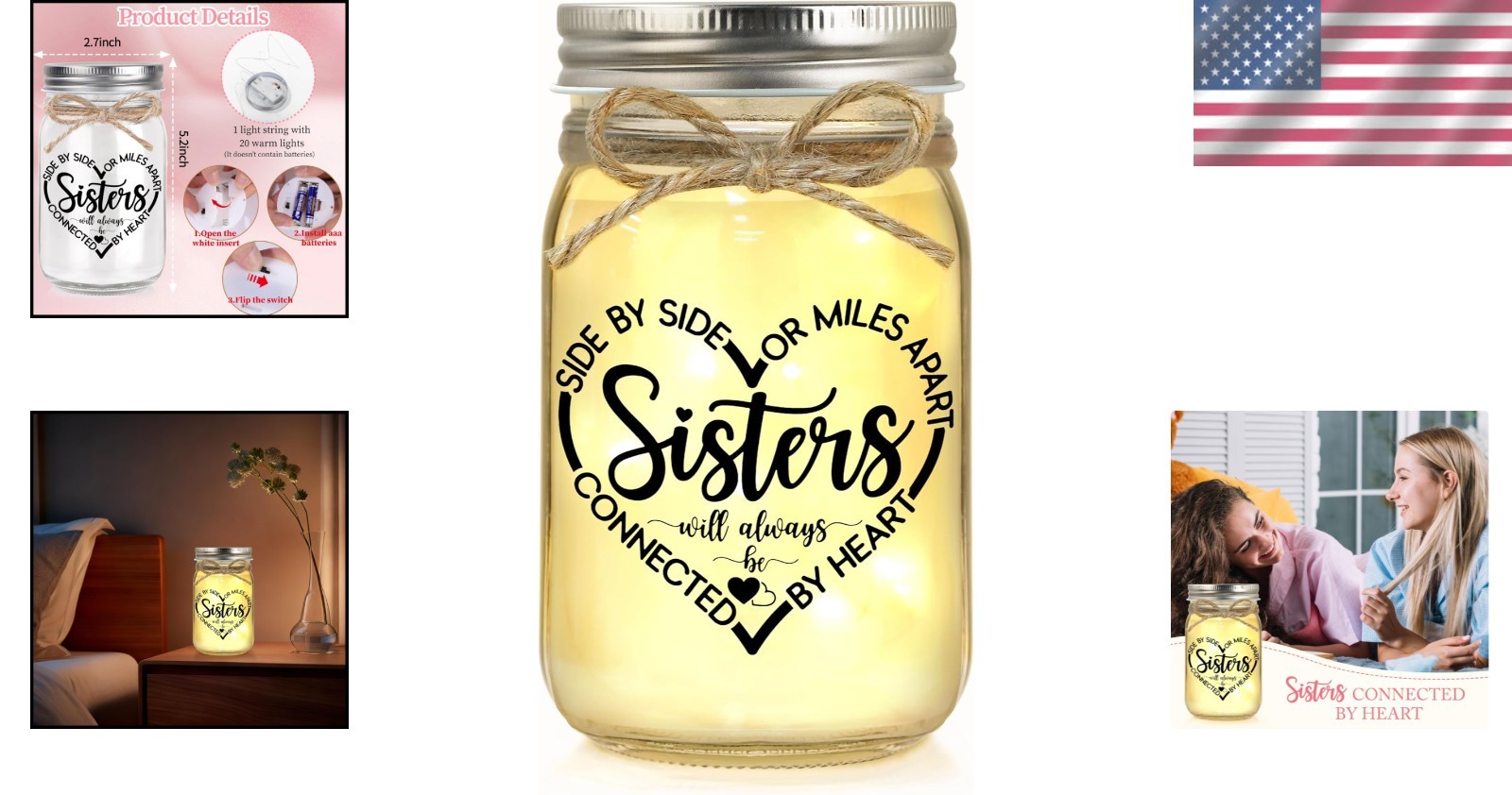 Heartwarming Sister Mason Jar Gift with Light – Perfect for Every Occasion