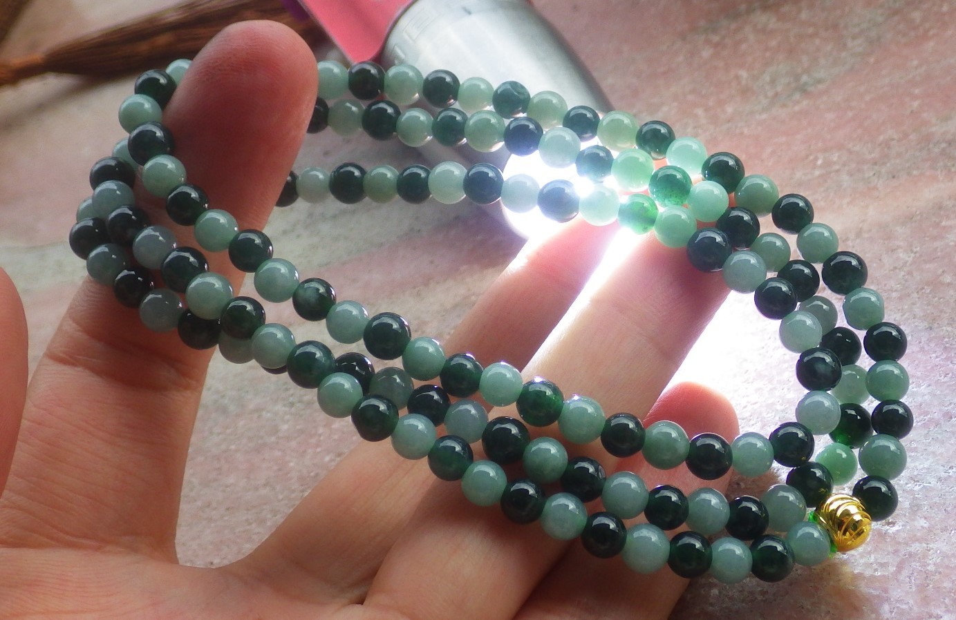 1pcs Green Burma 100% A JADE Jadeite beads bead Necklace 5mm 22 inches 711373