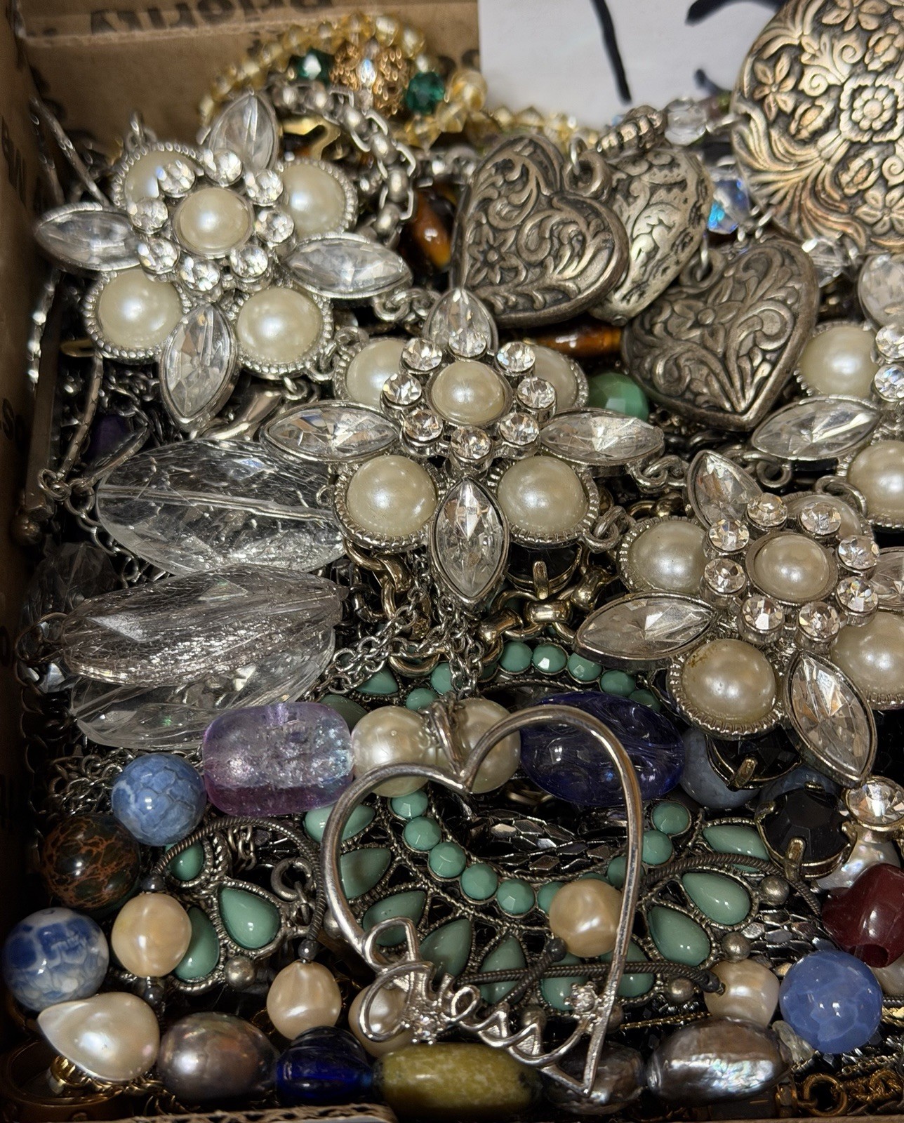 Vintage & Modern Some Signed Costume Jewelry Lot Full Small Priority Box # 132