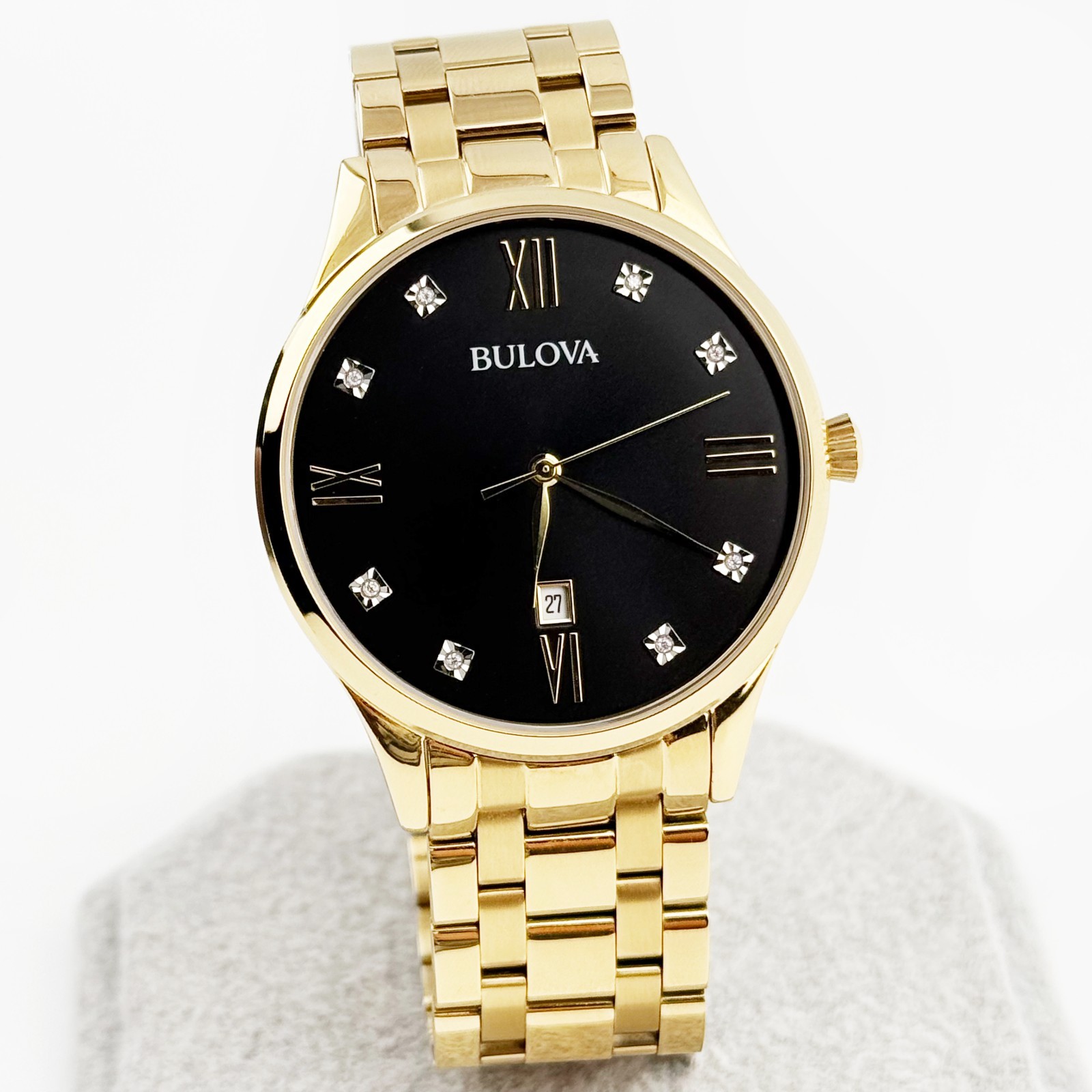 Bulova Diamond Classic Luxury Date Formal Quartz Men’s Watch 40 mm 97D108