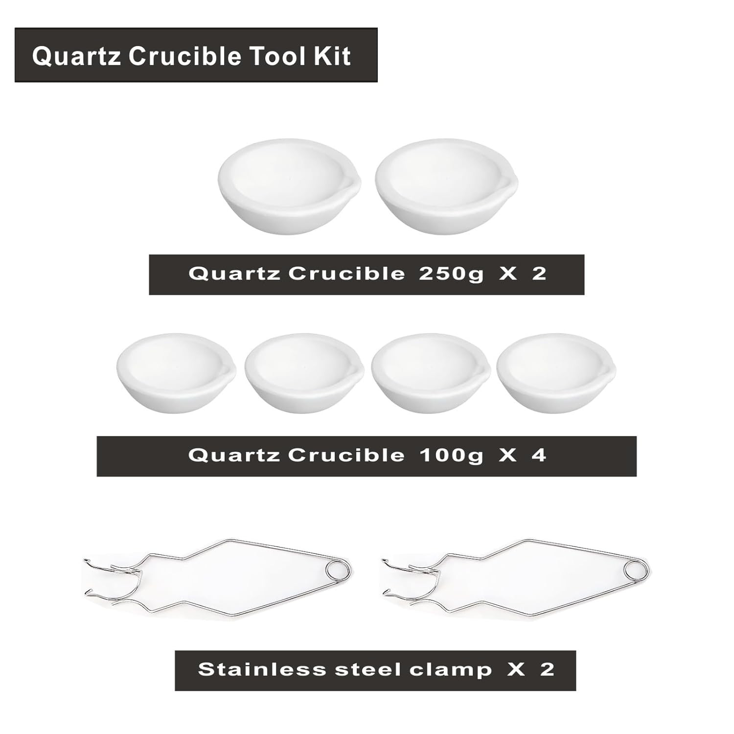 Ceramic Crucible Kit Ceramic Quartz Crucibles Bowl 8 Pieces