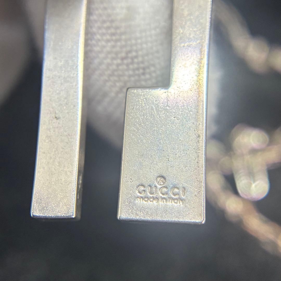 GUCCI G Logo Plate Necklace, Silver 925, Stamped