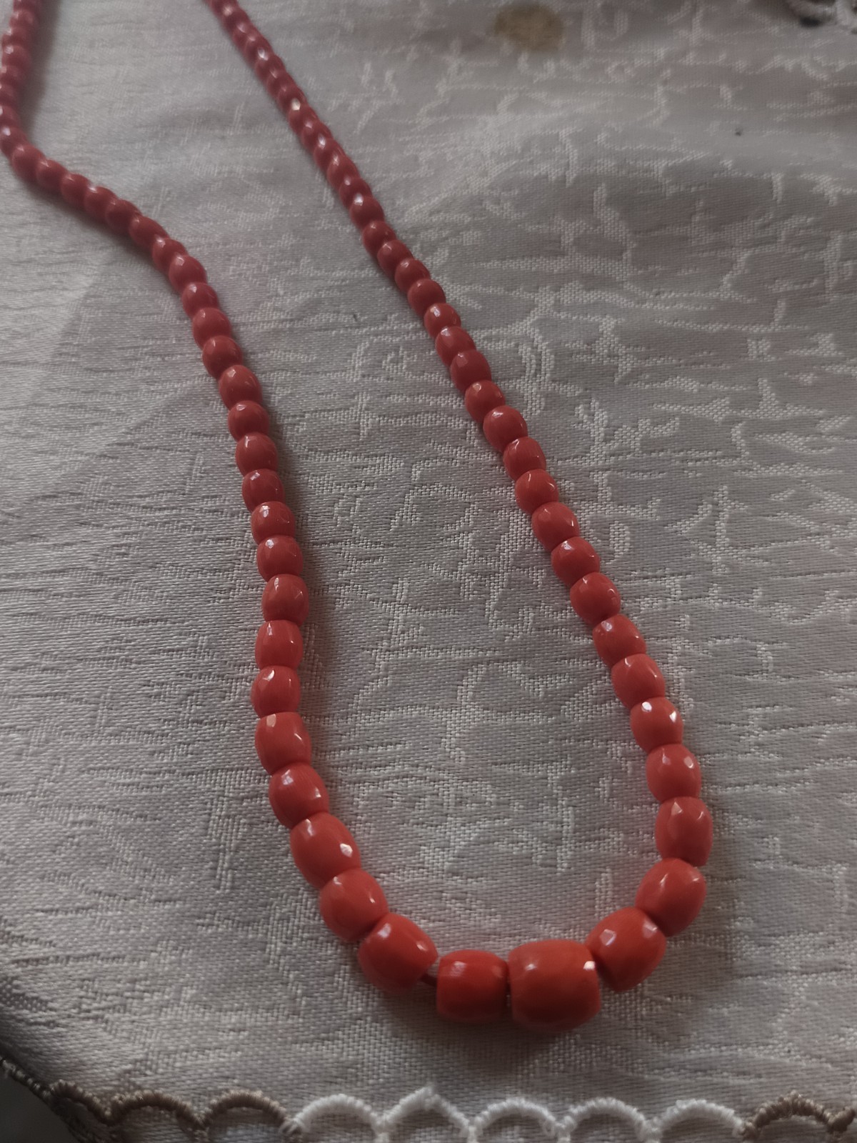 Natural Coral Wire Faceted Barrels