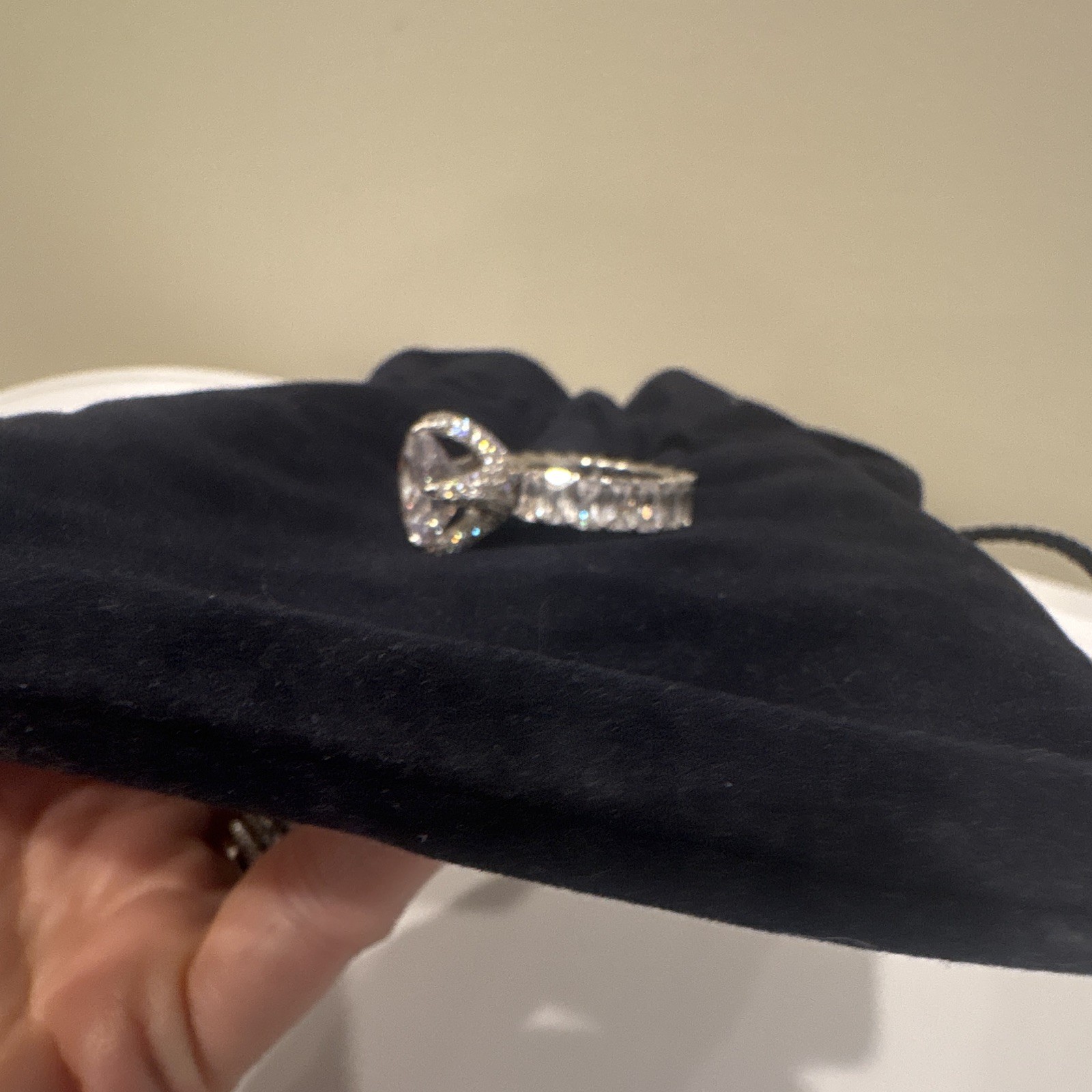 White Gold Plated 925 Silver Round Simulated Diamond Prong Ring Size 5