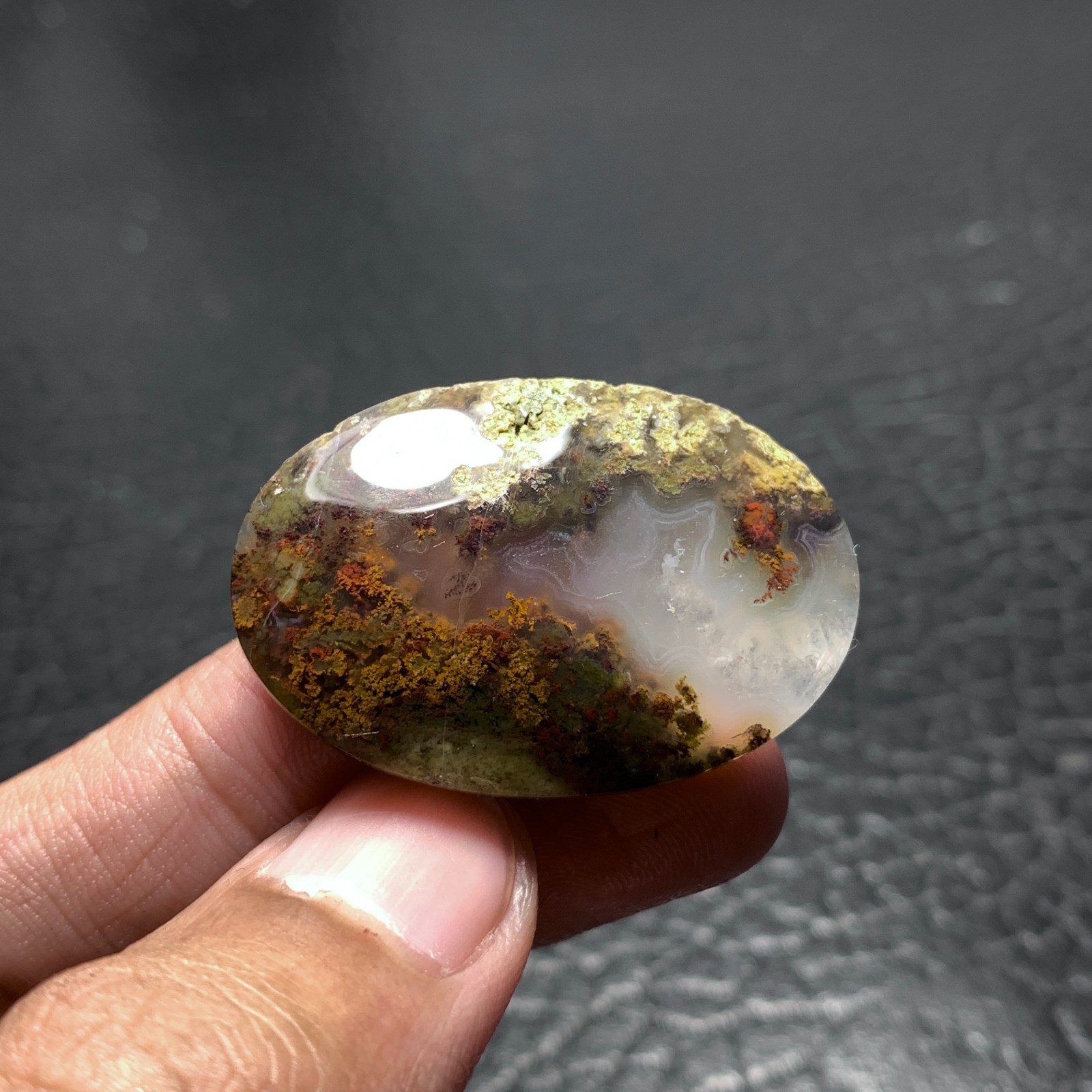 Moss Agate Cabochon 36×24.5x7mm Good Quality 53.5 ct