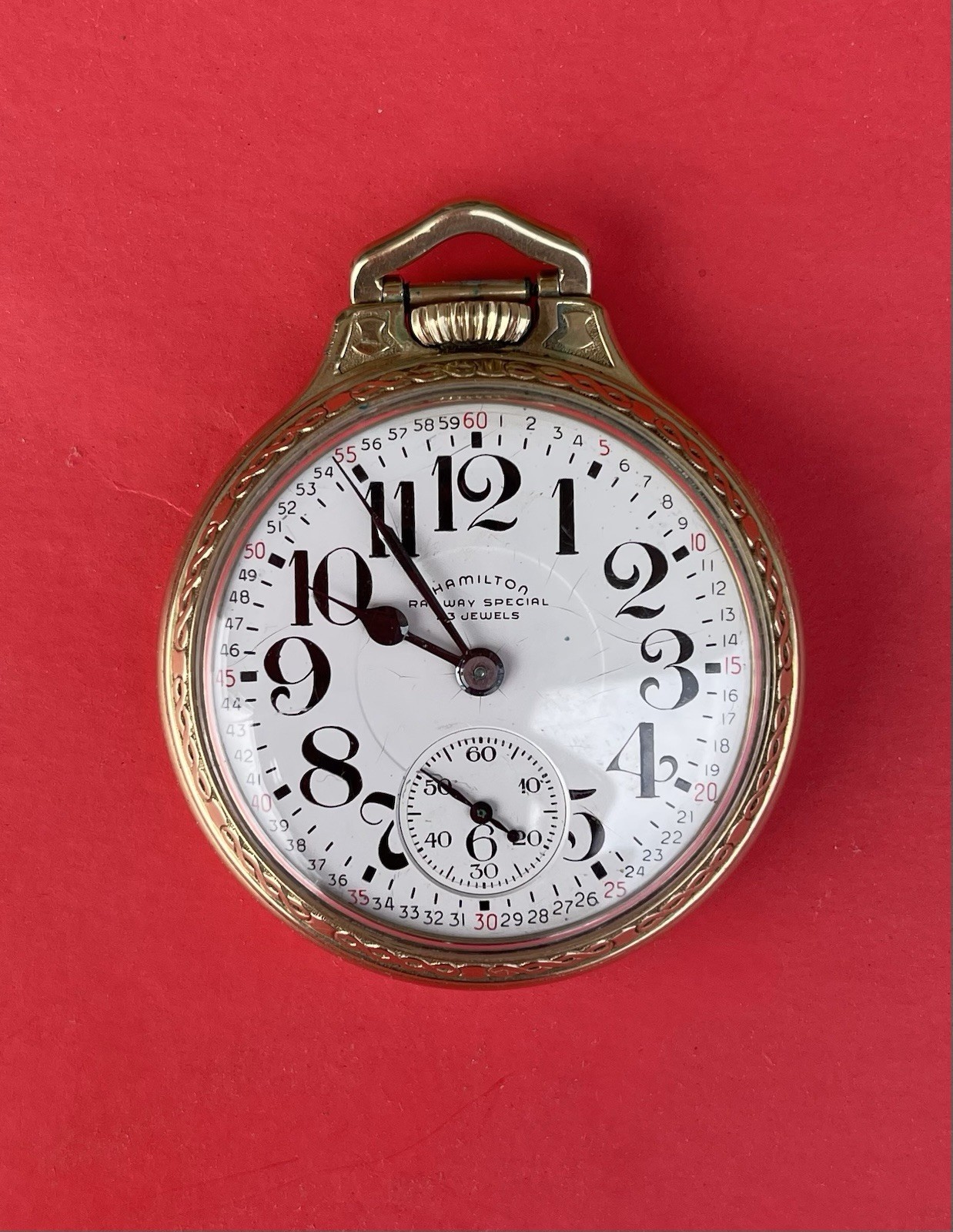 1951 Hamilton 950S Railway special 16S 23 jewels 10k GF Pocket Watch Box & Paper
