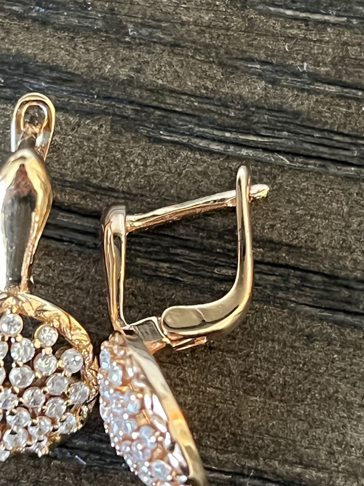 Gold Tone Round Simulated Crystal Leverback Dangle Earrings