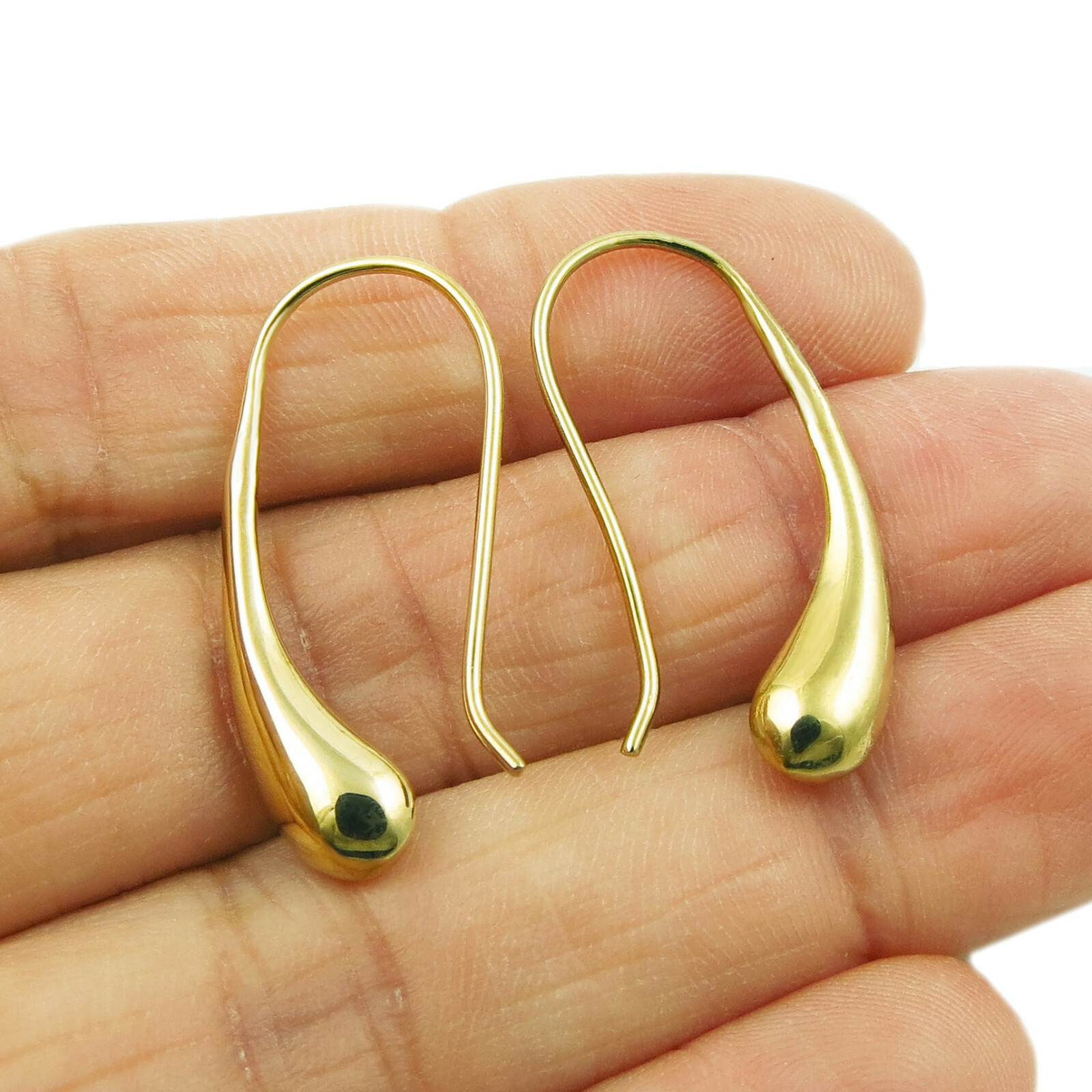 9ct Yellow Gold Vermeil Long Teardrop Threader Earrings for Women in a Gift Box