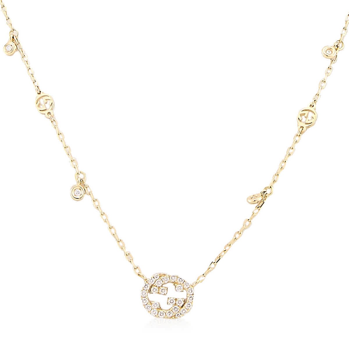 Gucci Interlocking G 18Ct Yellow Gold 0.27Ct Diamond Necklace – Ybb729402002