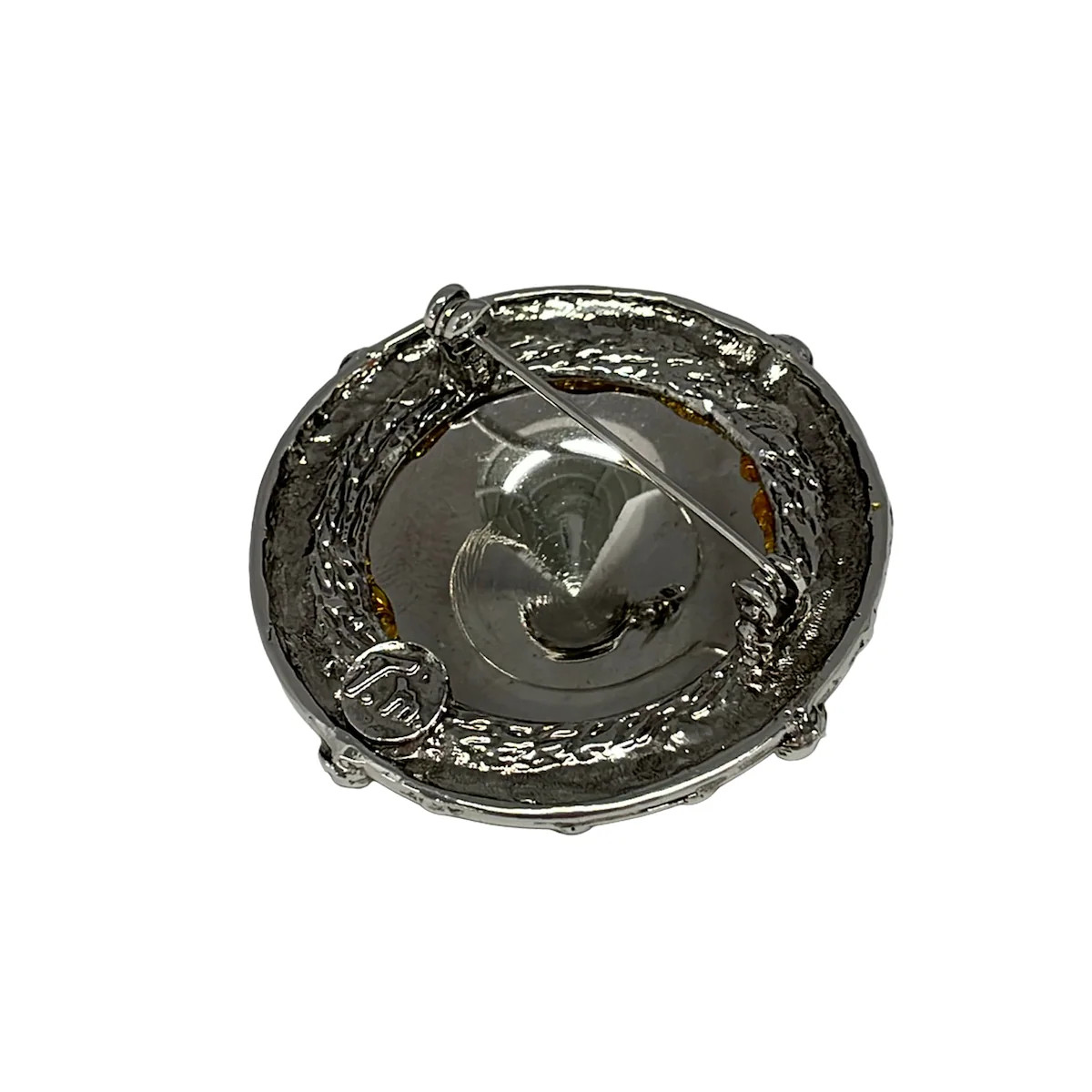 Thierry Mugler Silver Dark Navy Hardware Brooch