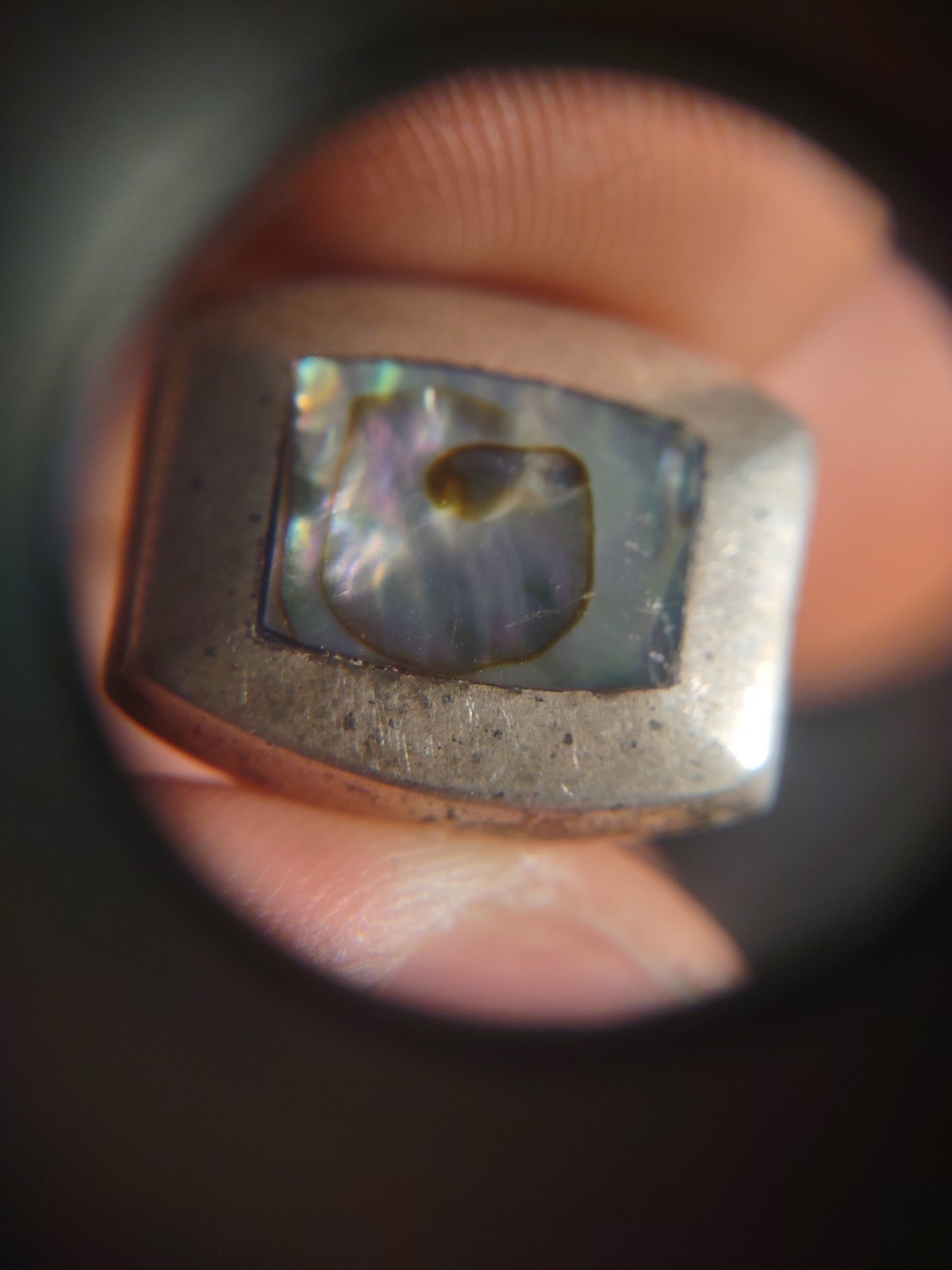 3.2 Grams Size 7.0 Sterling Silver Southwest Abalone Ring Old Pawn