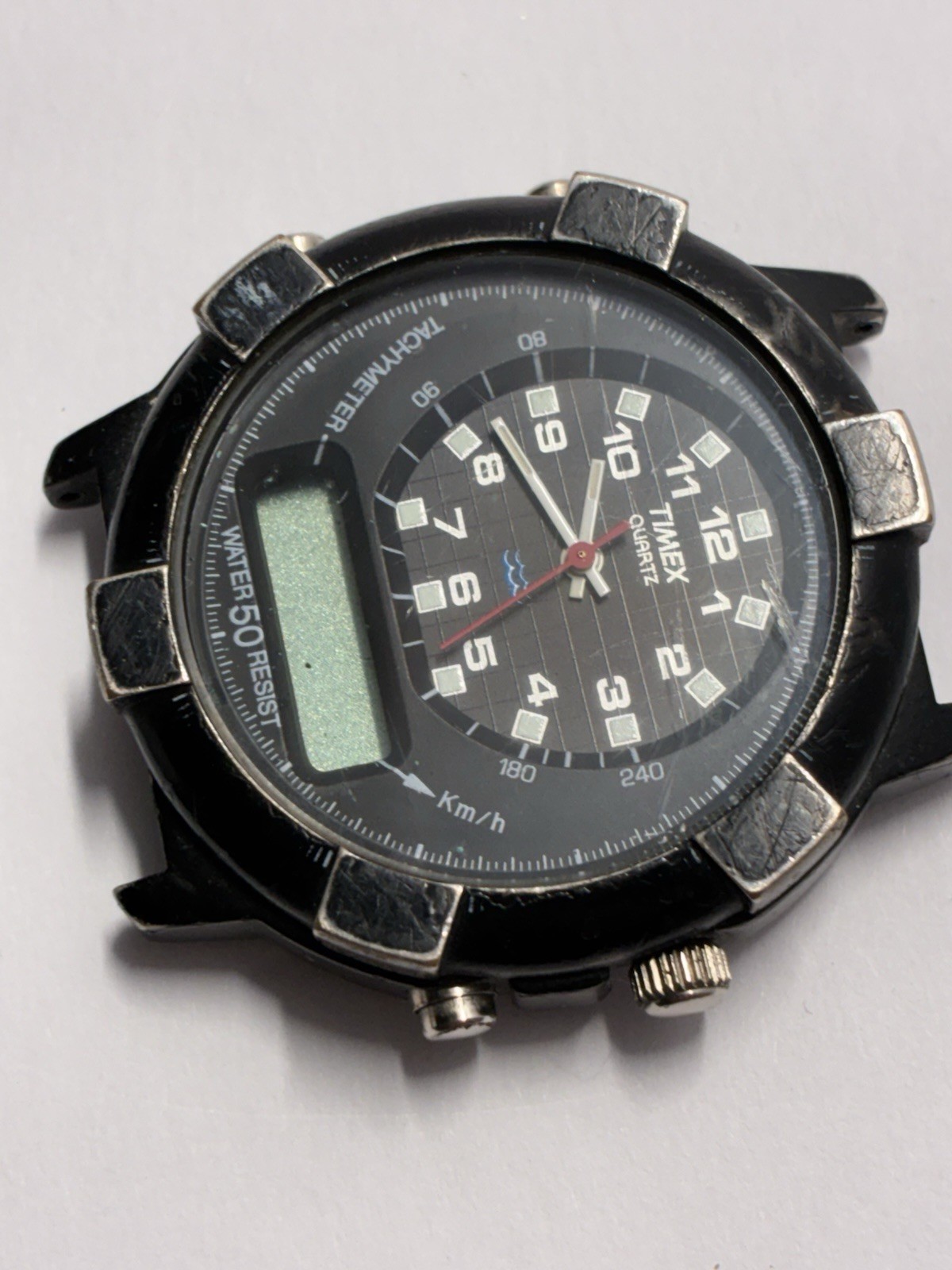 Timex RARE Black Project Analog Digital Watch L Cell Diver 42mm Needs Battery