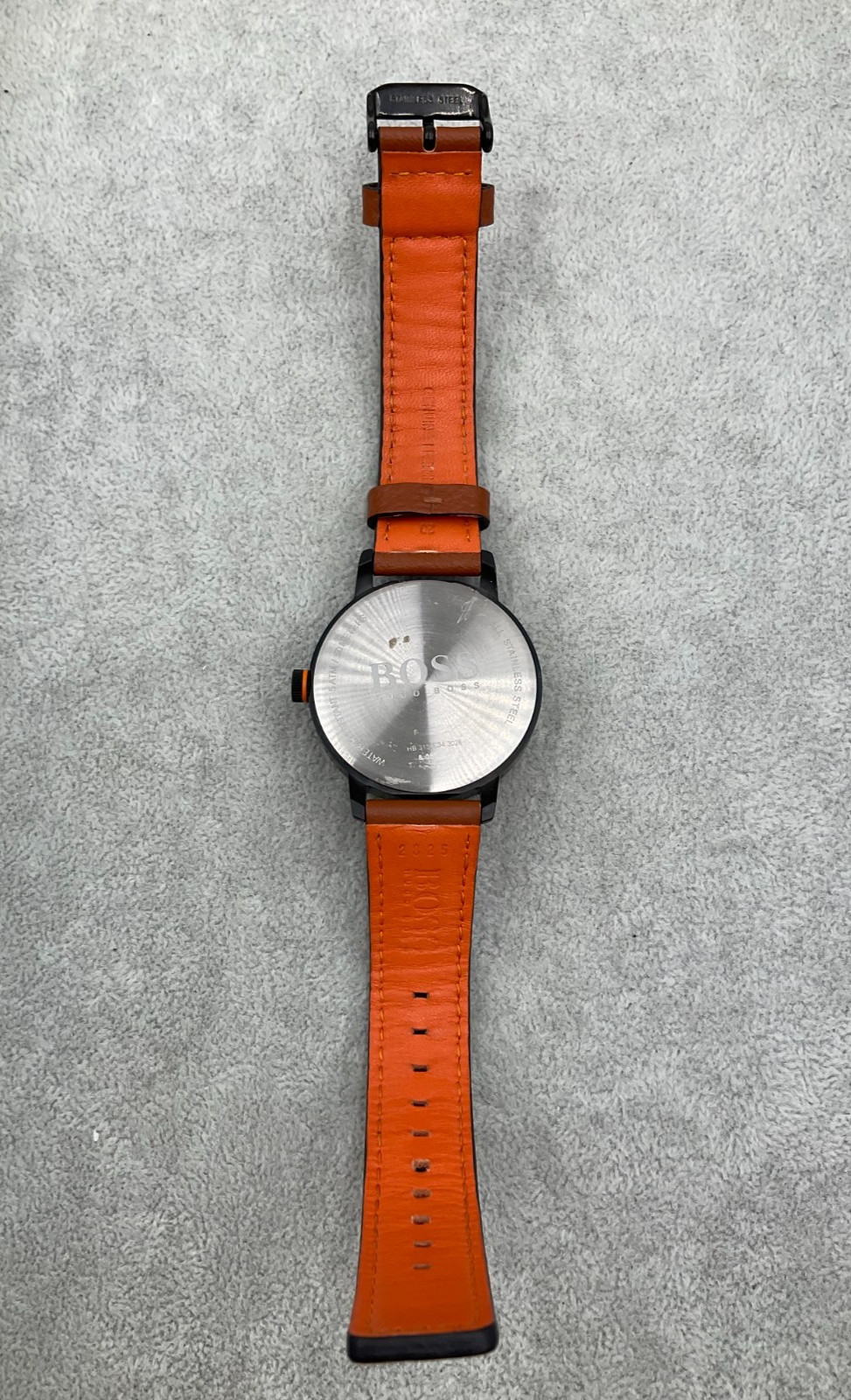 Hugo Boss Men’s Watch Quartz Analogue Brown & Orange Strap Working With Box N5