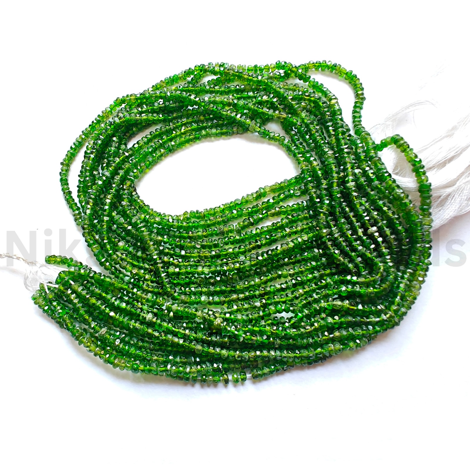 Natural Green Chrome Tourmaline Beads, Faceted Rondelle Cut Stone, 2.60-2.75 MM.