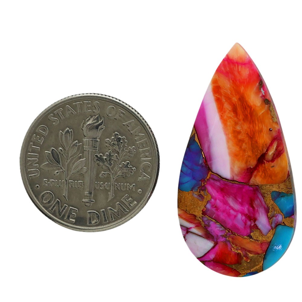 Natural Kingman Orange Dahlia Turquoise 15.2x30x4 mm Pear Gemstone LS78-06885
