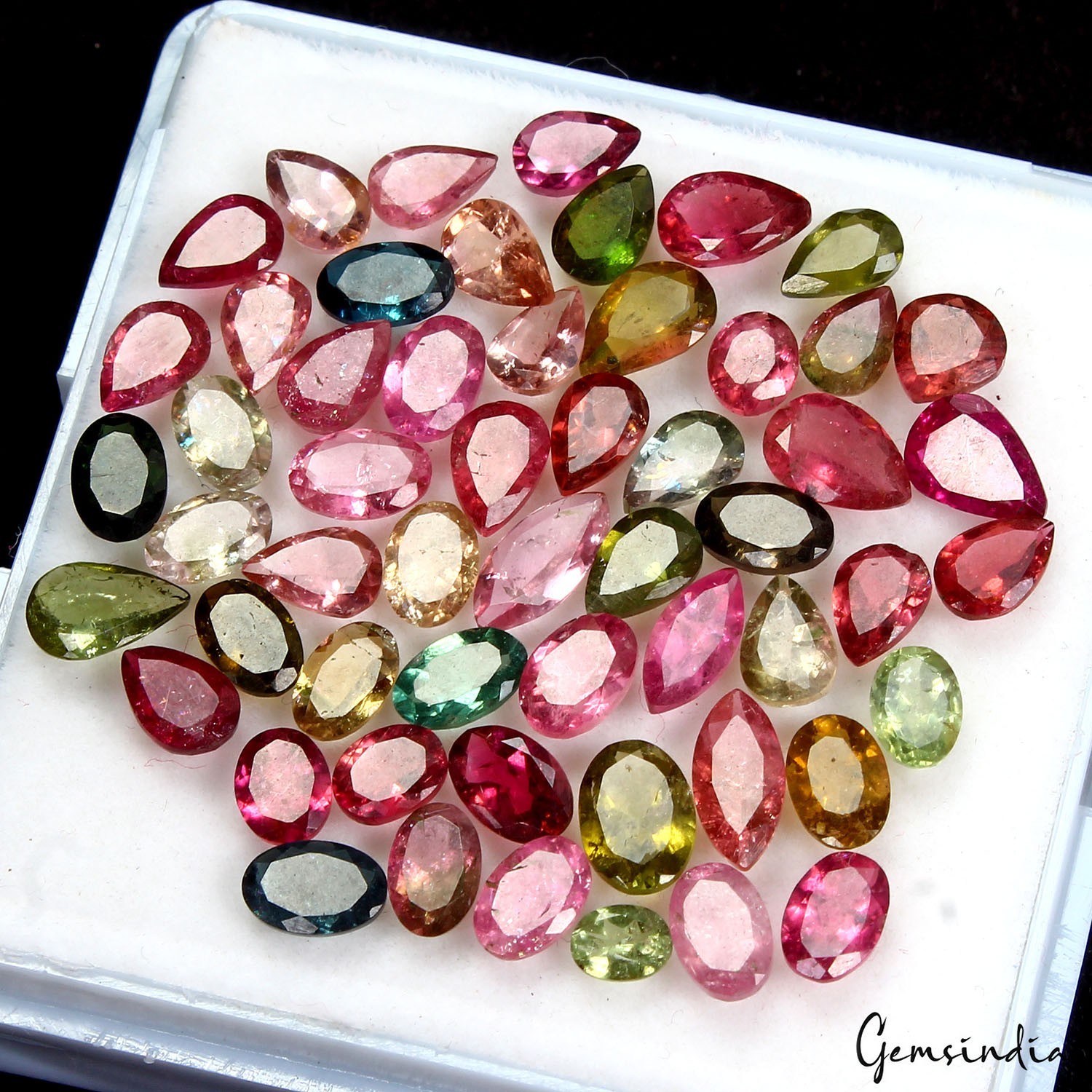 55 Pcs Natural Tourmaline Multi Color 4-7mm Loose Mix Cut Mozambique Gemstones