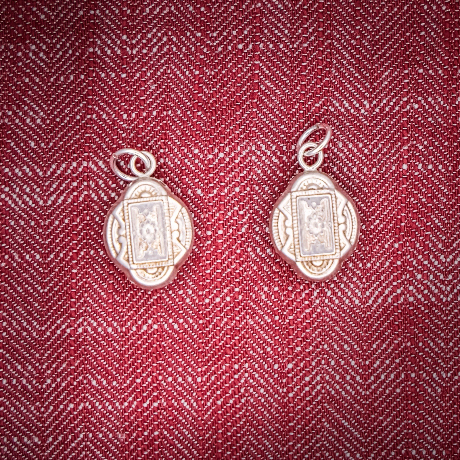 Antique French Puffy Quatrefoil Charm Sterling Silver Die Struck 19th Century