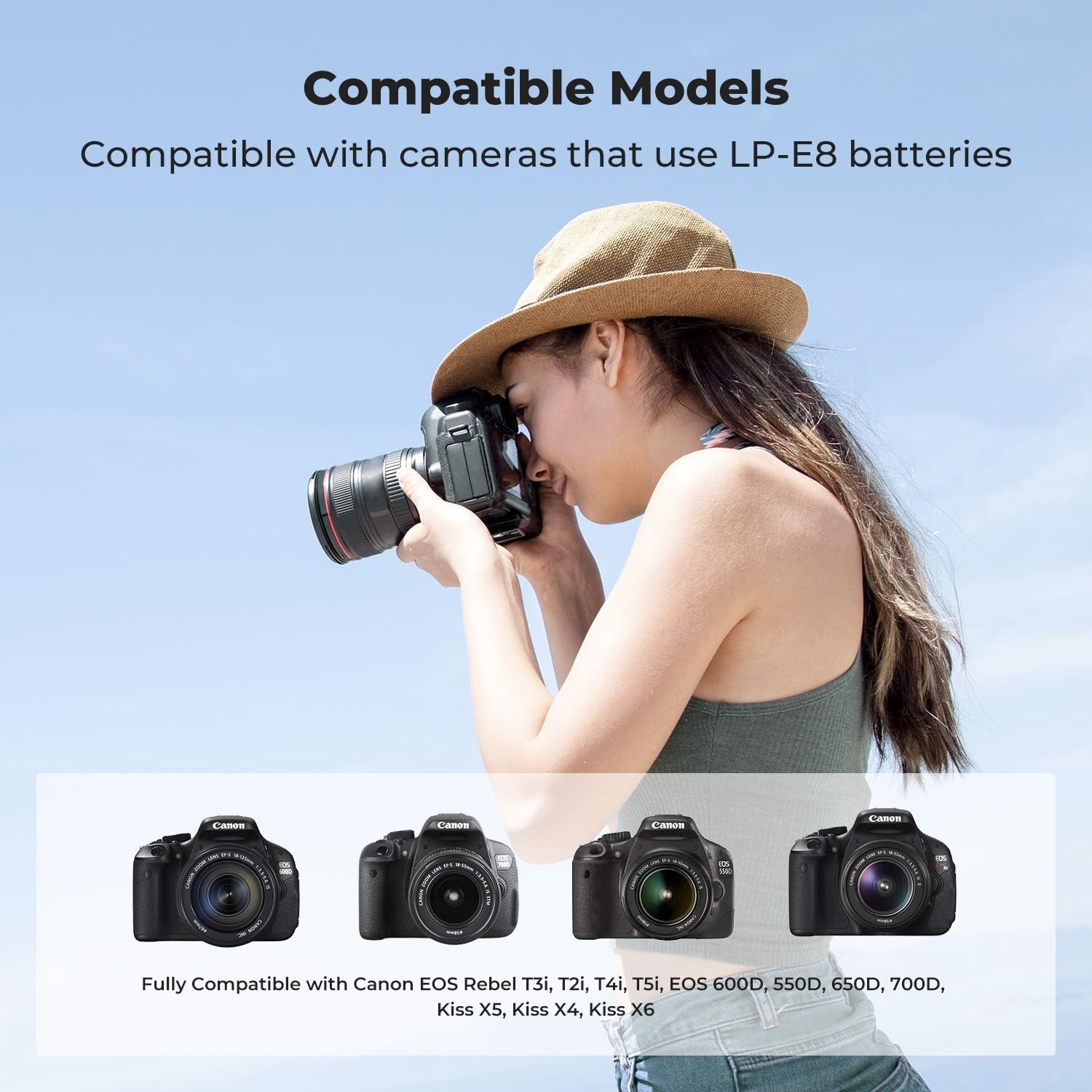 K&F CONCEPT 3-Pack LP-E8 Battery and Upgraded LCD Charger Compatible with…