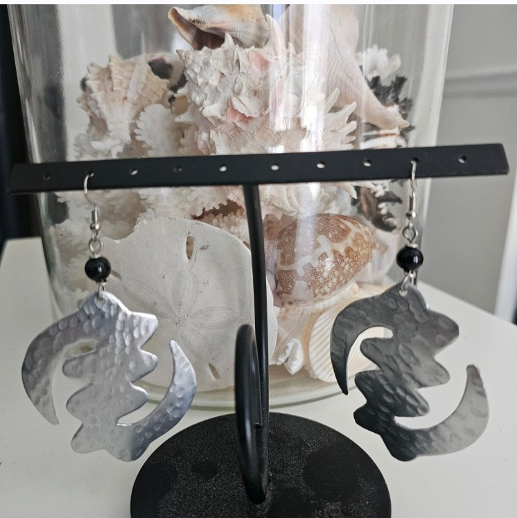 African- Gye Nyame- Aluminum- Silver tone Earrings- Handmade in Kenya- New