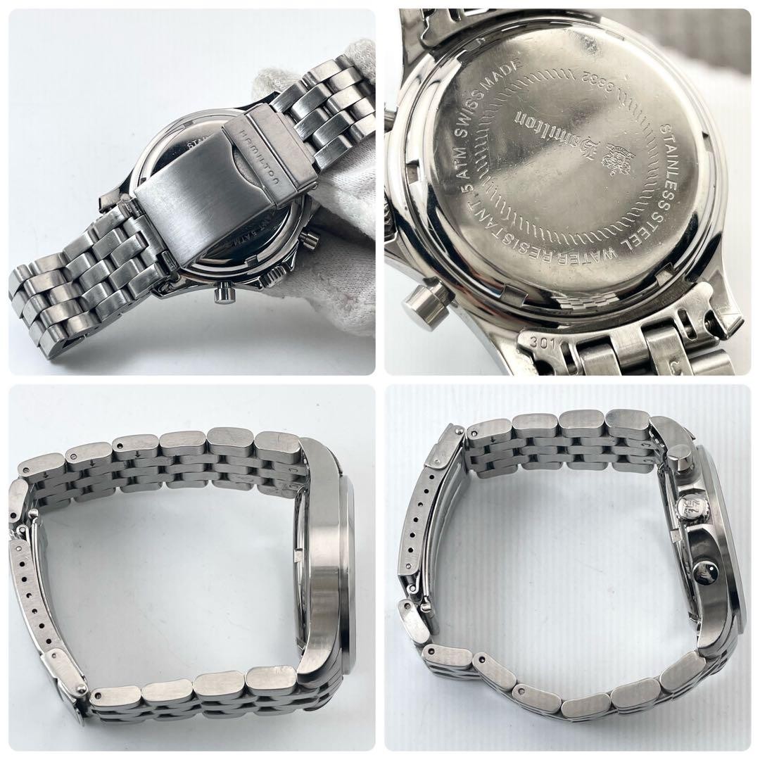 Hamilton Chronograph Date Quartz Working Watch 17cm 6.69in Black Dial 3832