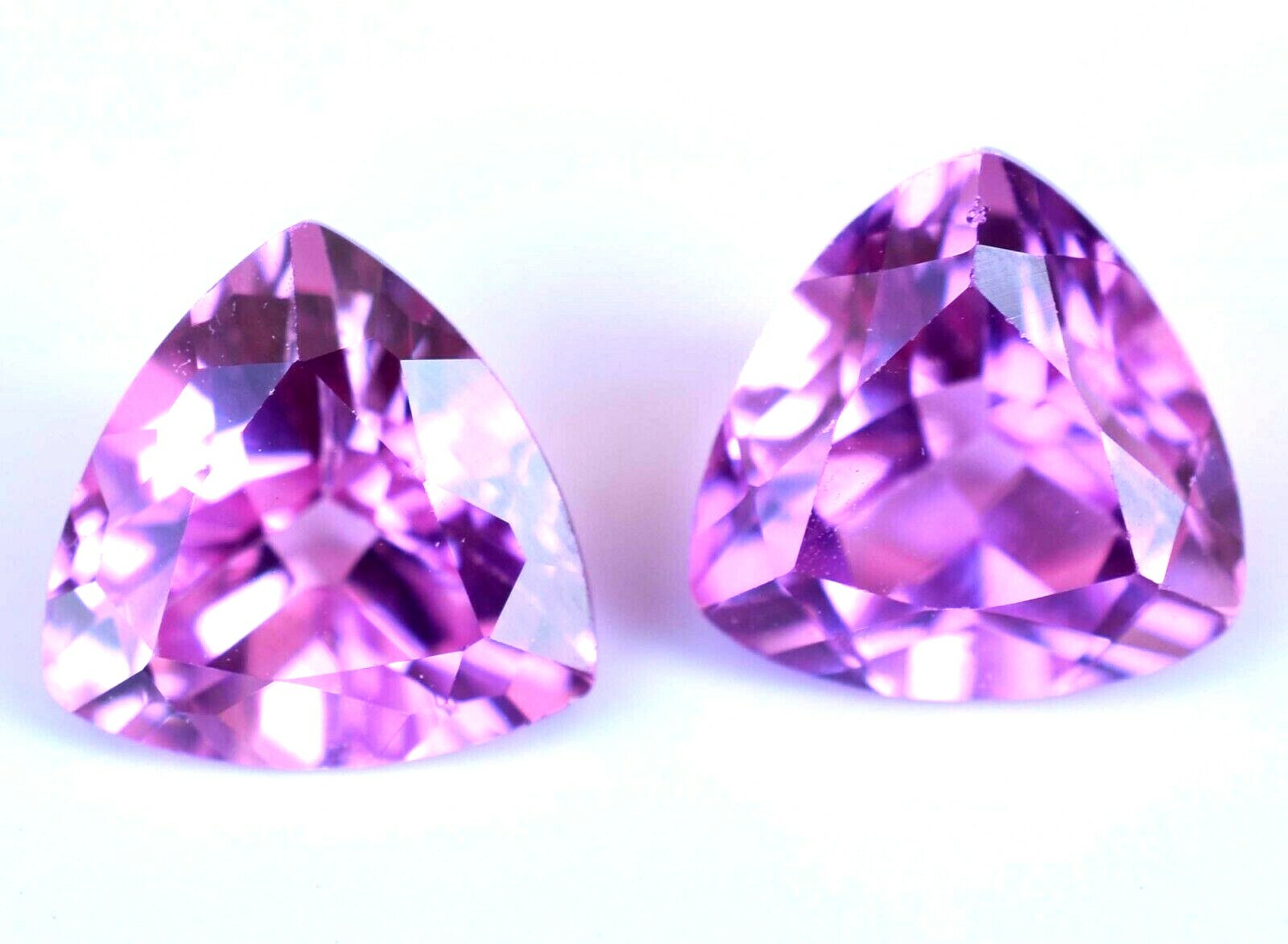 2.95 Ct Pair of Natural Mogok Pink Ruby Trillion Certified AAA+ Treated Gemstone