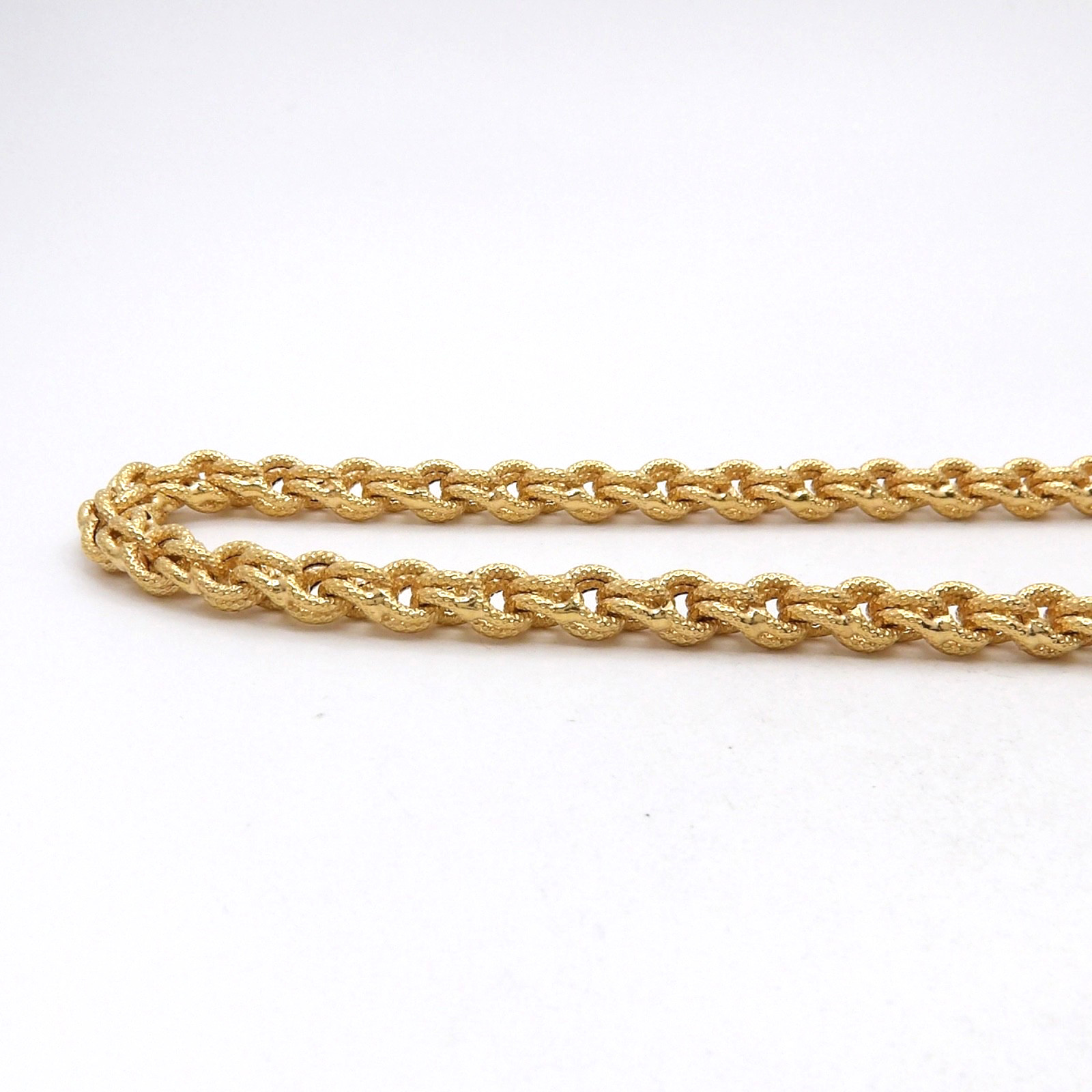Solid 18k Gold Textured Chino Double Link Chain Necklace 20.5in 750 Italy 6mm