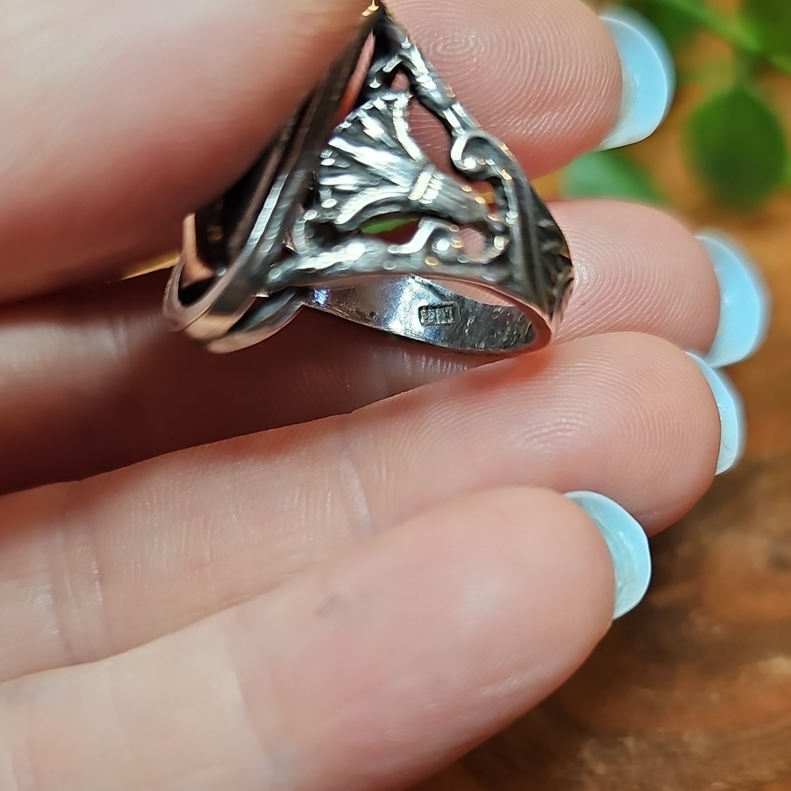 Sterling Silver Scarab Ankh Ring Egyptian Mythology Filigree Statement Sz 6.5