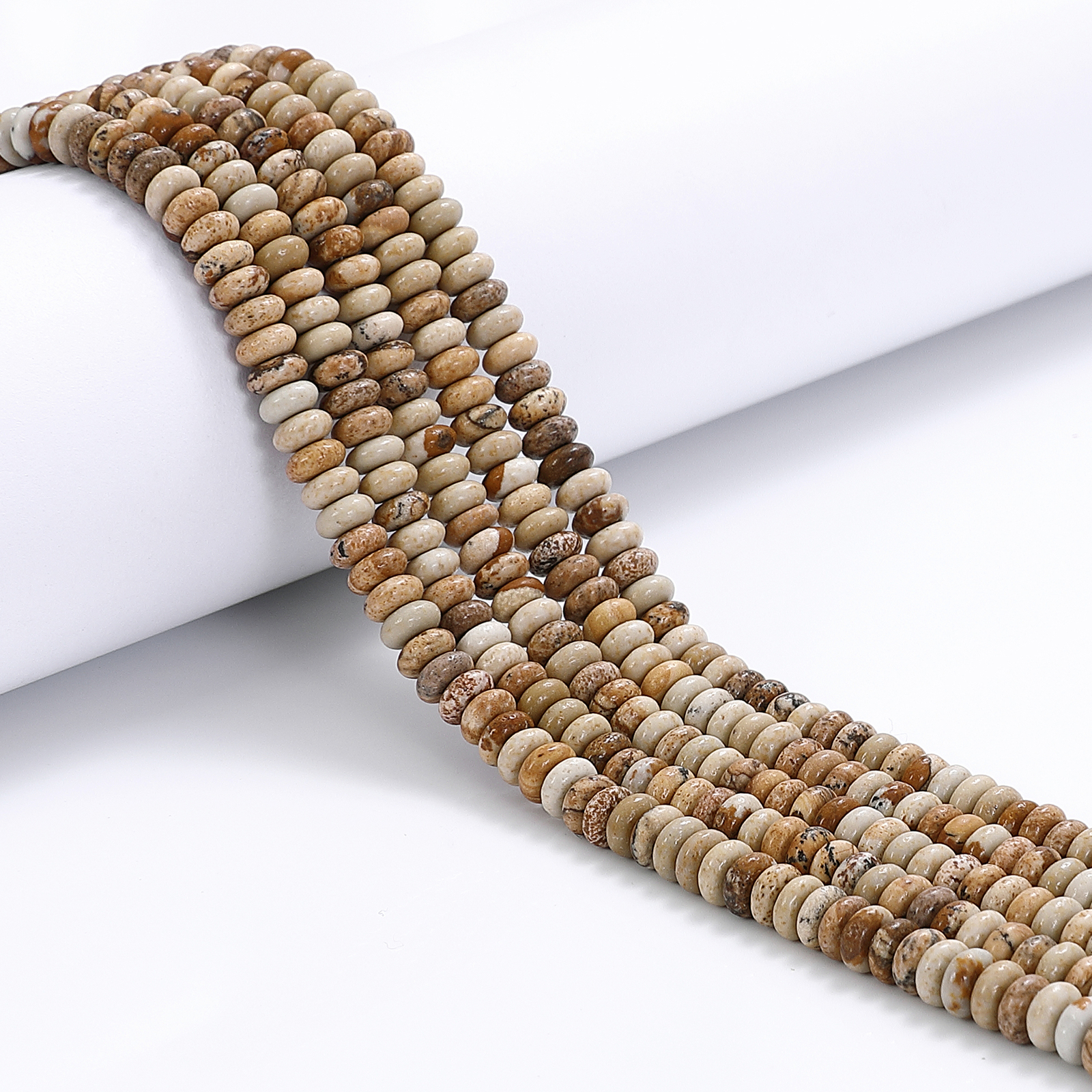 Natural Picture Jasper Smooth Rondelle Beads Size 2×4.5mm 15.5” Strand