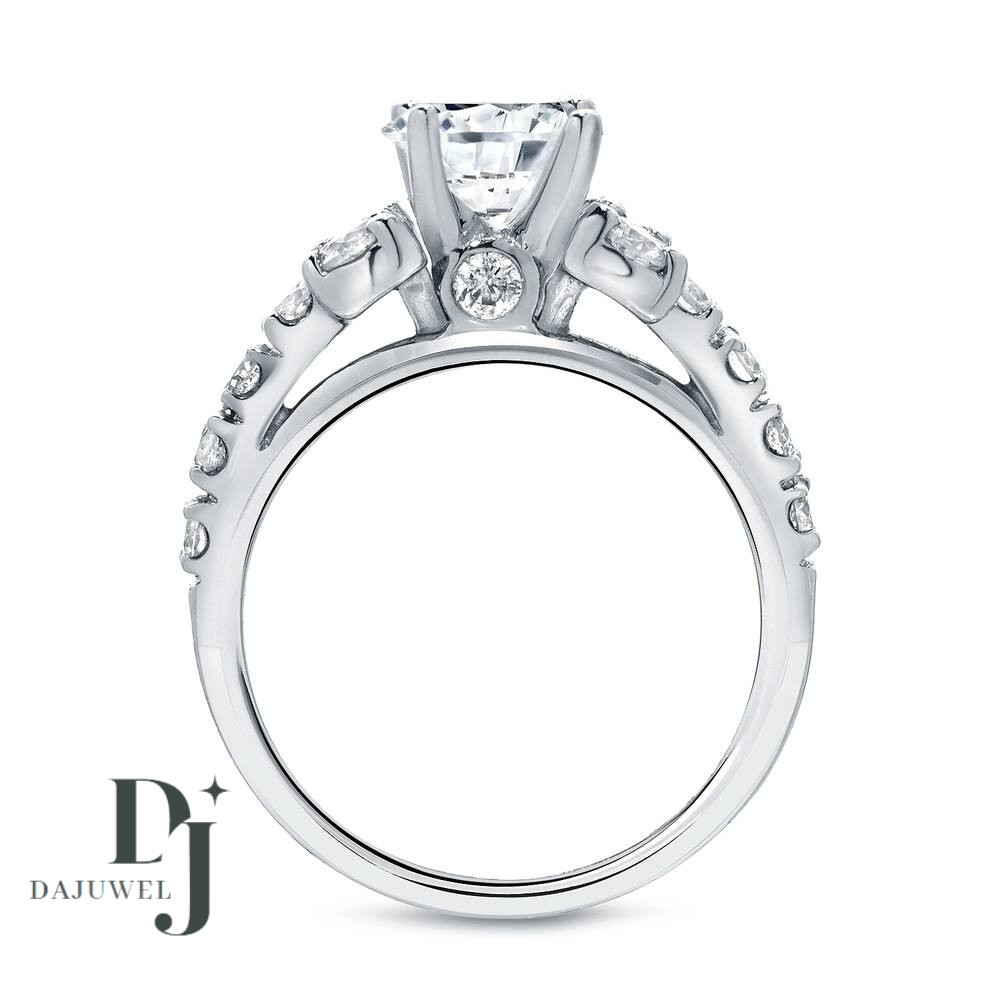 Moissanite Bridal Set Engagement Ring Solid 14K White Gold 2.50 CT Round Cut