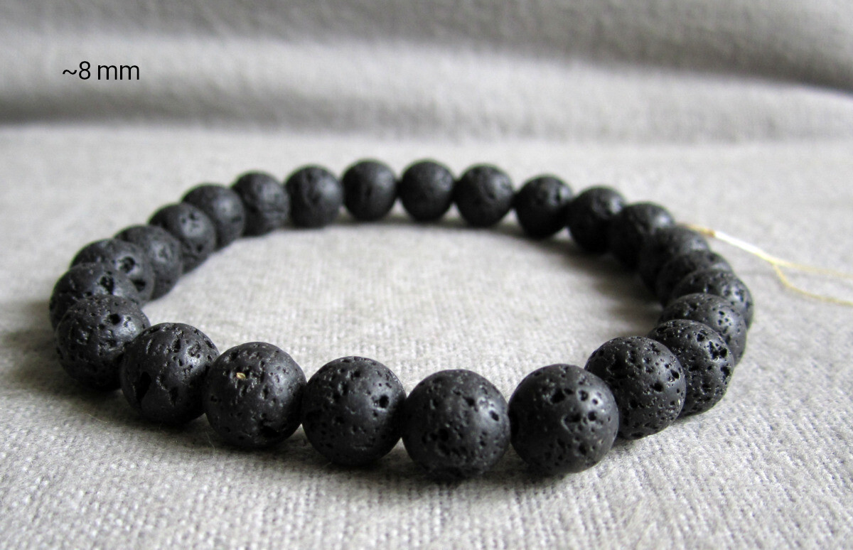 Bracelet made of lava balls Ø approx. 6 and 8 mm/15-23 cm elastic