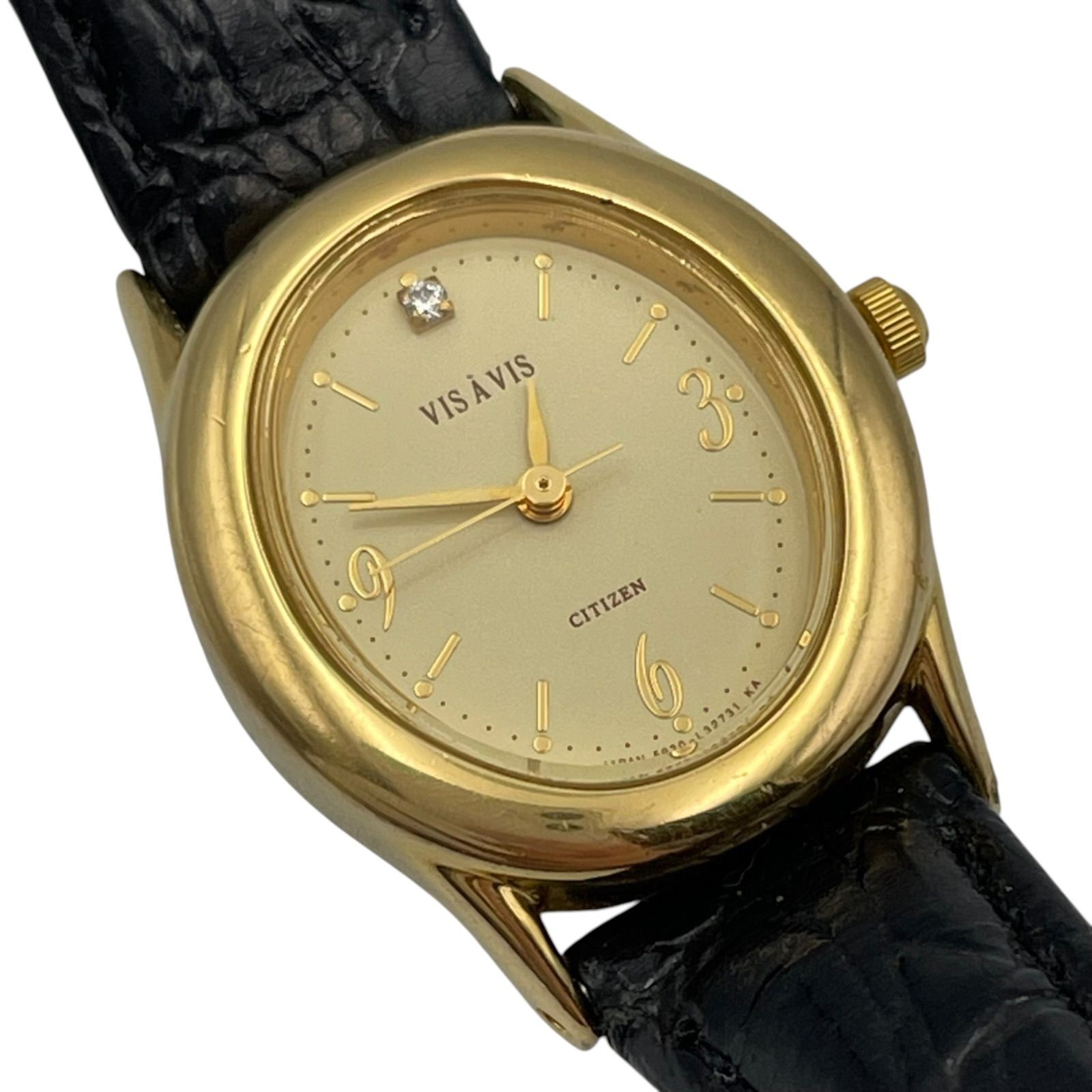 Working New Battery CITIZEN VIS A VIS 5930 344596 Y Quartz QZ 3 Hands Watch Ston