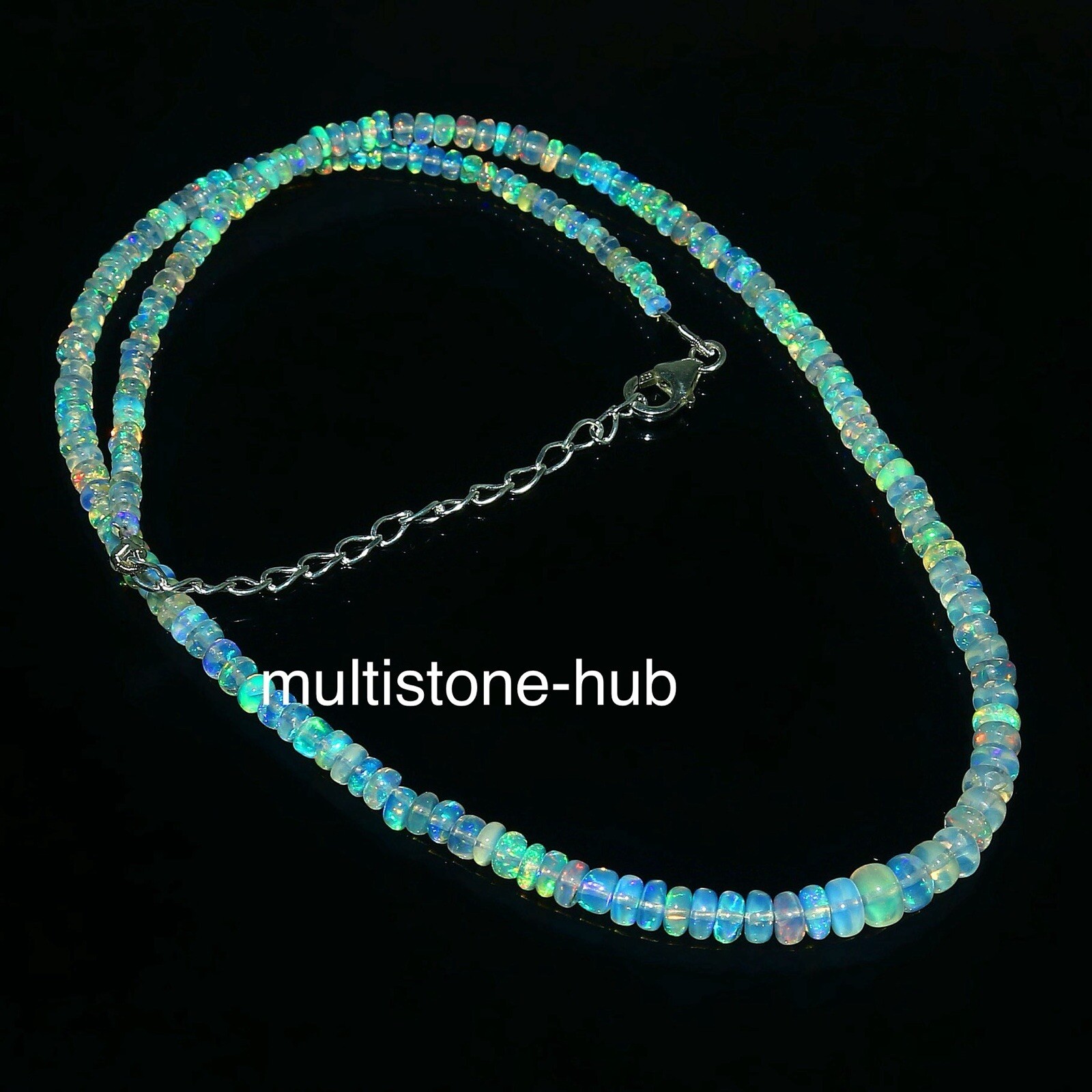Natural Ethiopian Welo Fire Opal Rondelle Beads Gemstone Necklace 16 Inches