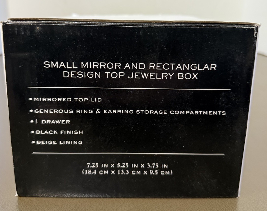 Small Mirror Jewelry Decorative Mini Wooden Table Top Jewelry Cabinet Box