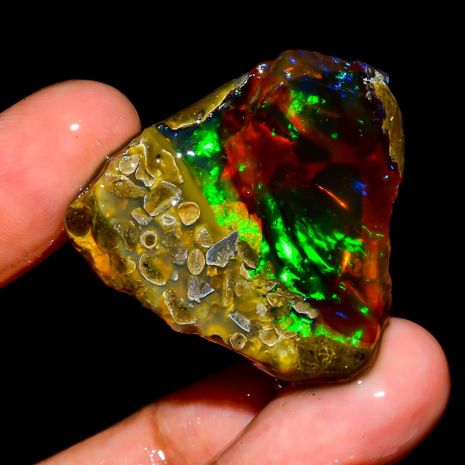 Fantastic TOP Grade-100%Natural Welo Fire Ethiopian Oil Opal Rough-47.00 Carat