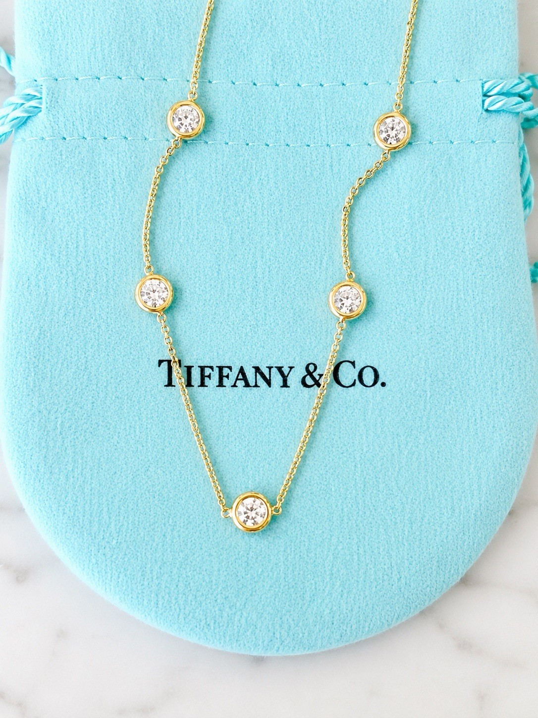 Estate Tiffany & Co 2.25 CTW 18kt Yellow Gold Diamond By The Yard 15 Diamonds