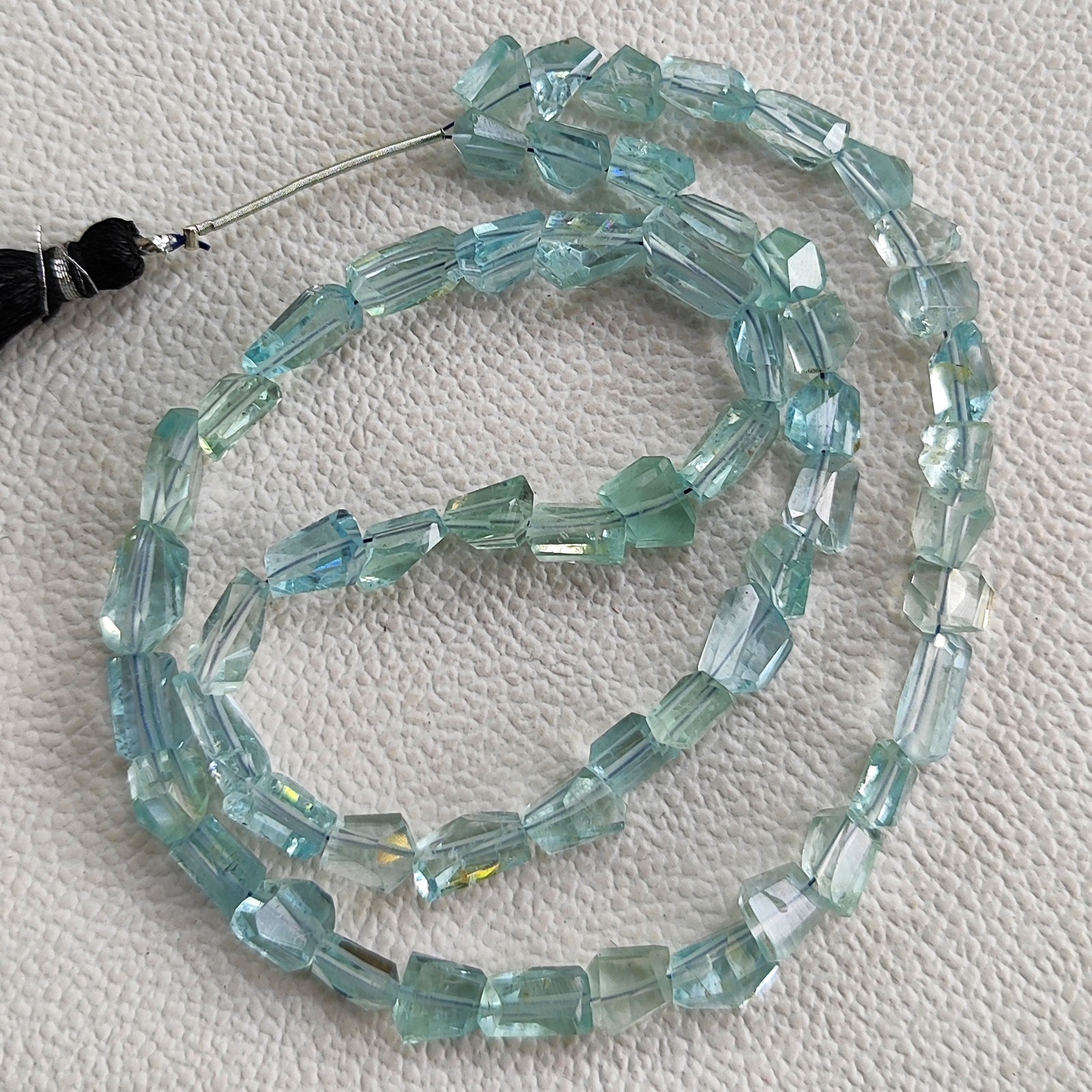 Natural Blue Aquamarine Faceted Nugget Beads 7-9mm 16″ Strand Brazil Jewelry DIY