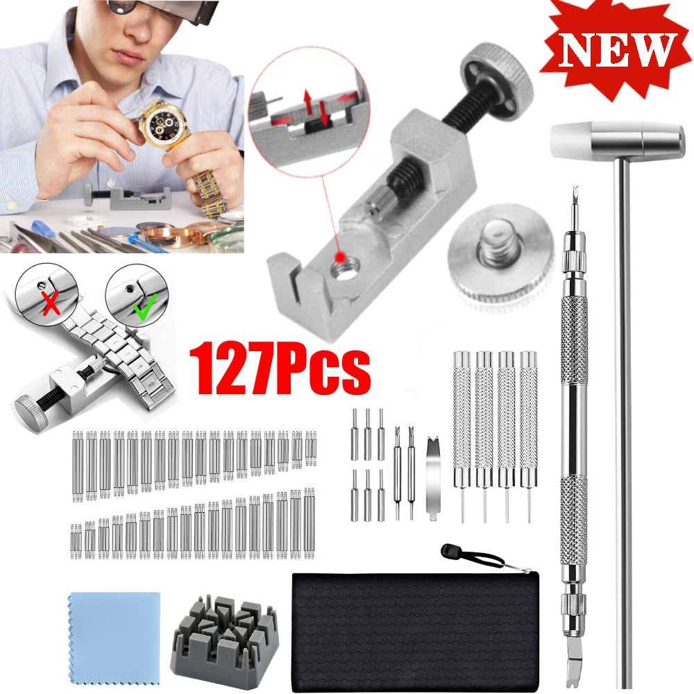 127 x Adjustment Watch Band Strap Link Pin Remover Repair Resizing Tool Set Kits