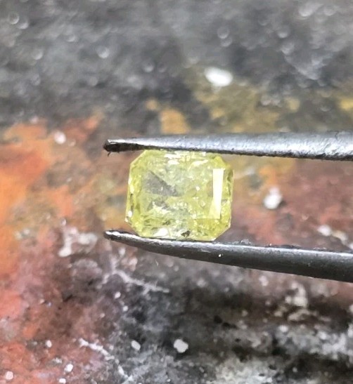 GIA 0.32 Ct Natural Fancy Intense Yellow Diamond Radiant Cut I3 Certified