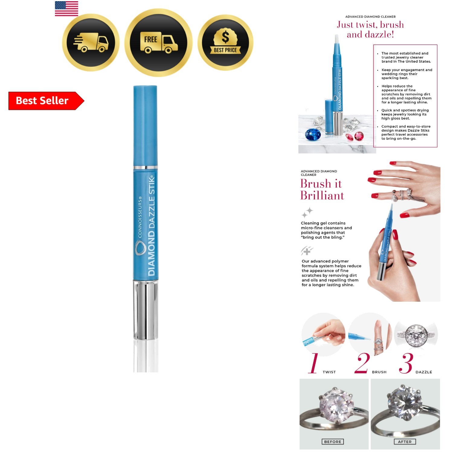 Diamond Dazzle Stik – Portable Diamond Cleaner for Rings and Other Jewelry – …
