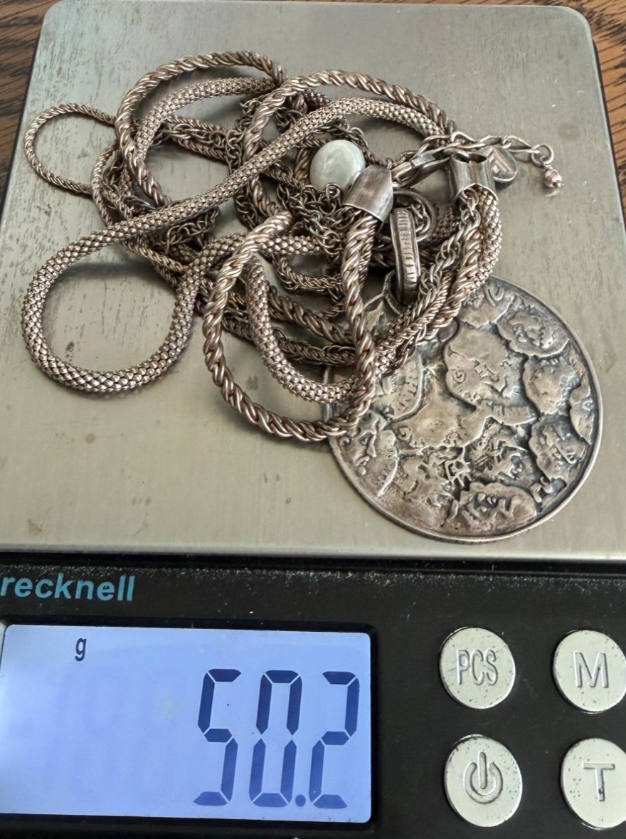Vintage Silpada Retired Sterling Silver Multi Strand Coin Pendant Necklace 50g